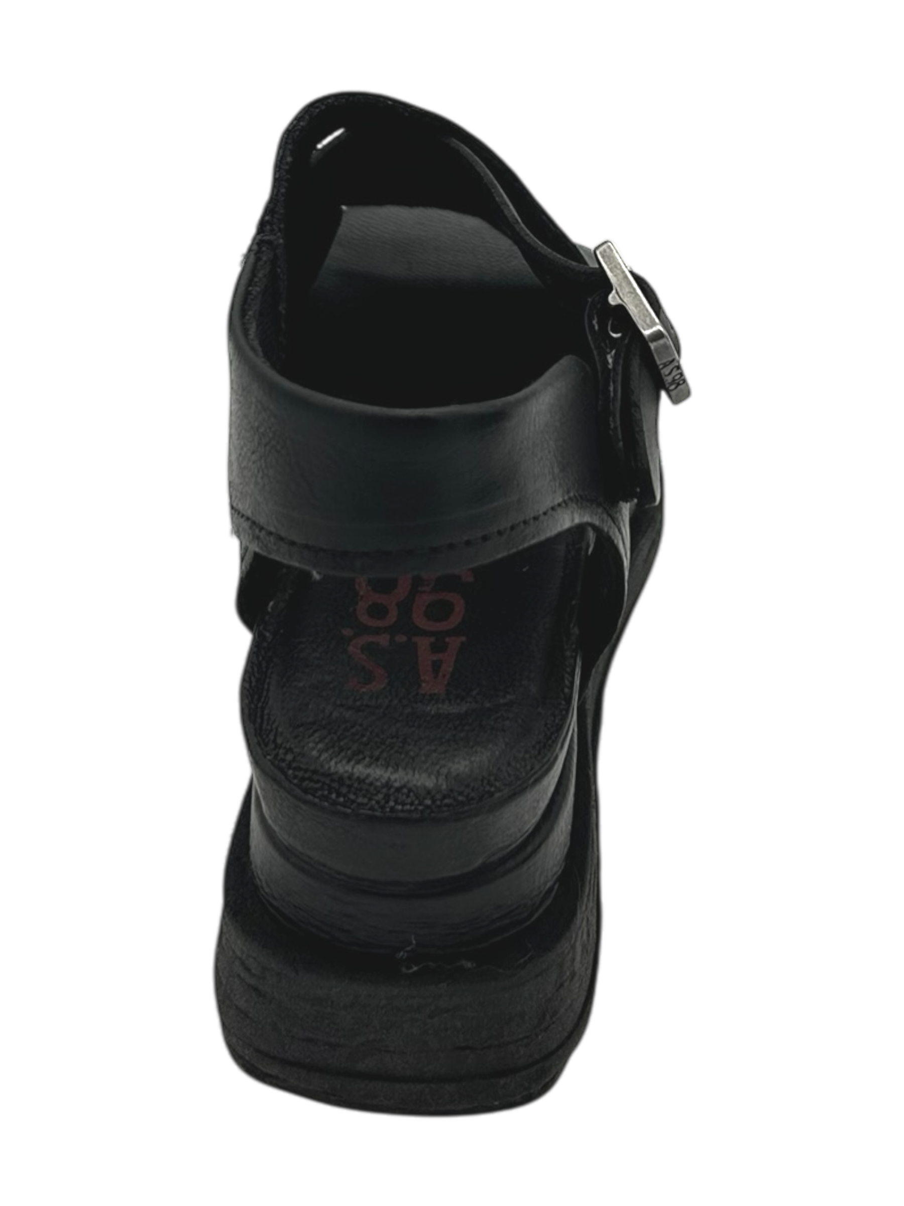 Sandalo zeppa pelle donna AS98 Nero - A15043 -