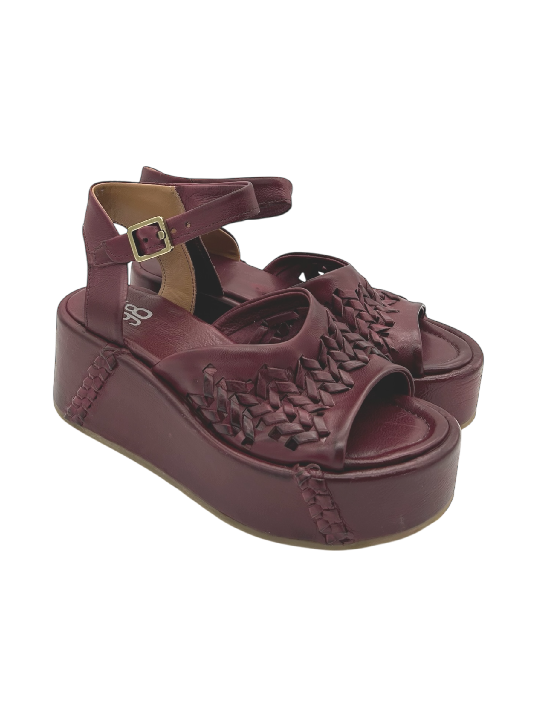 Sandalo zeppa pelle donna AS98 Rubino - B99002 -