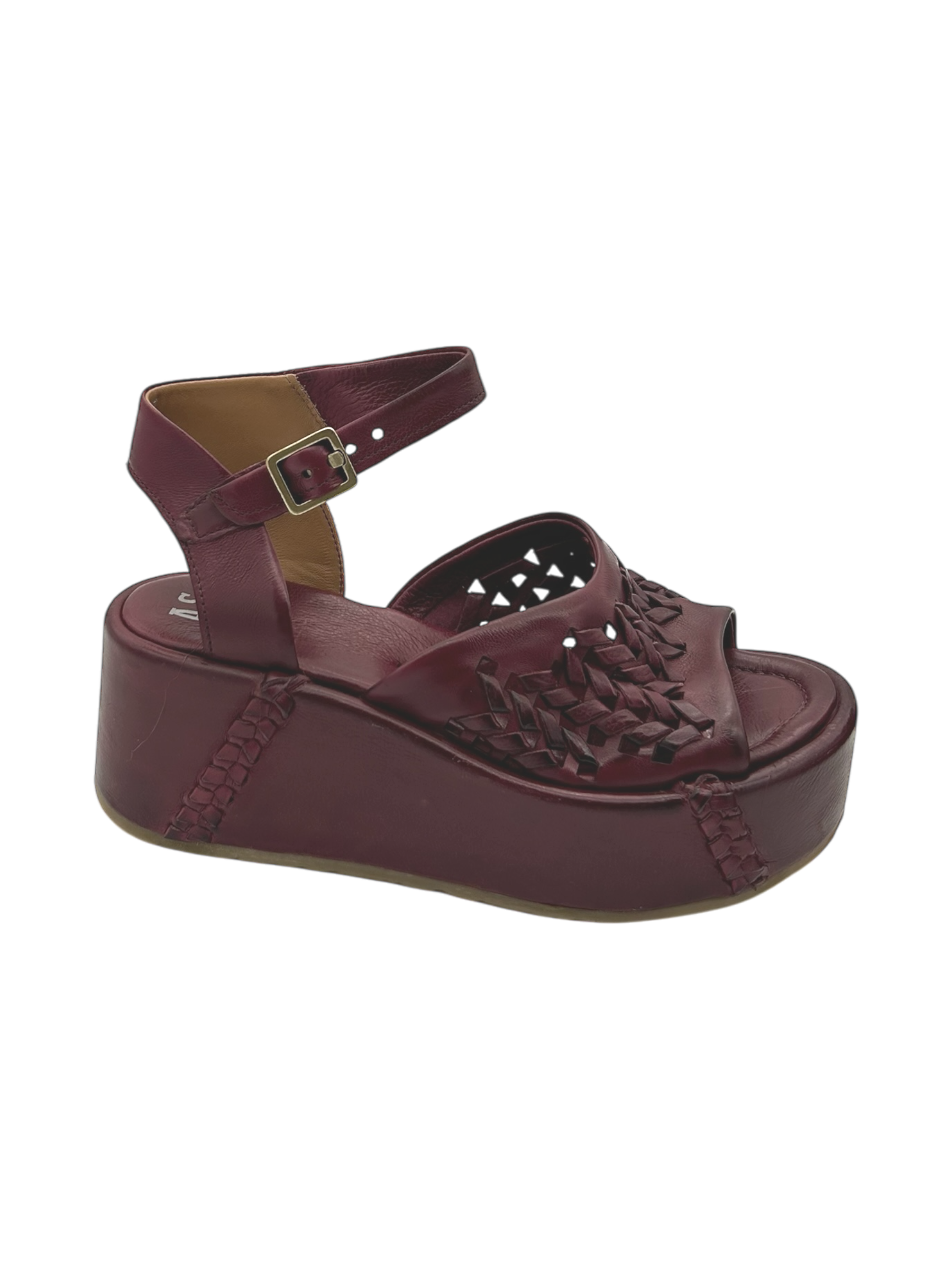 Sandalo zeppa pelle donna AS98 Rubino - B99002 -