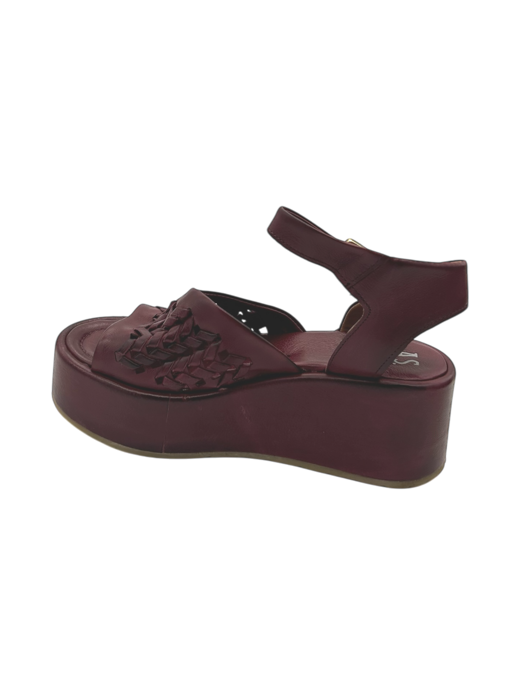 Sandalo zeppa pelle donna AS98 Rubino - B99002 -