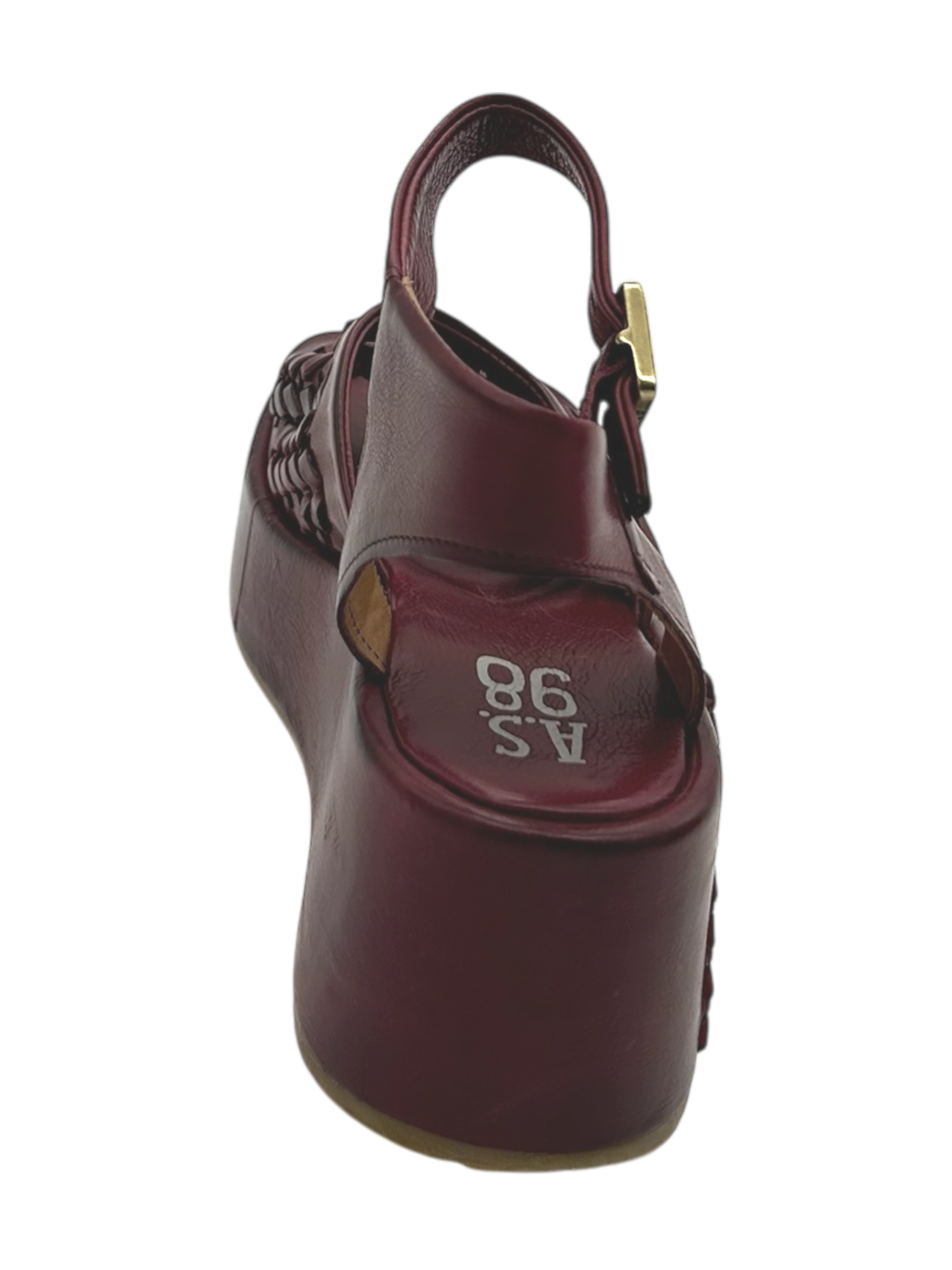 Sandalo zeppa pelle donna AS98 Rubino - B99002 -