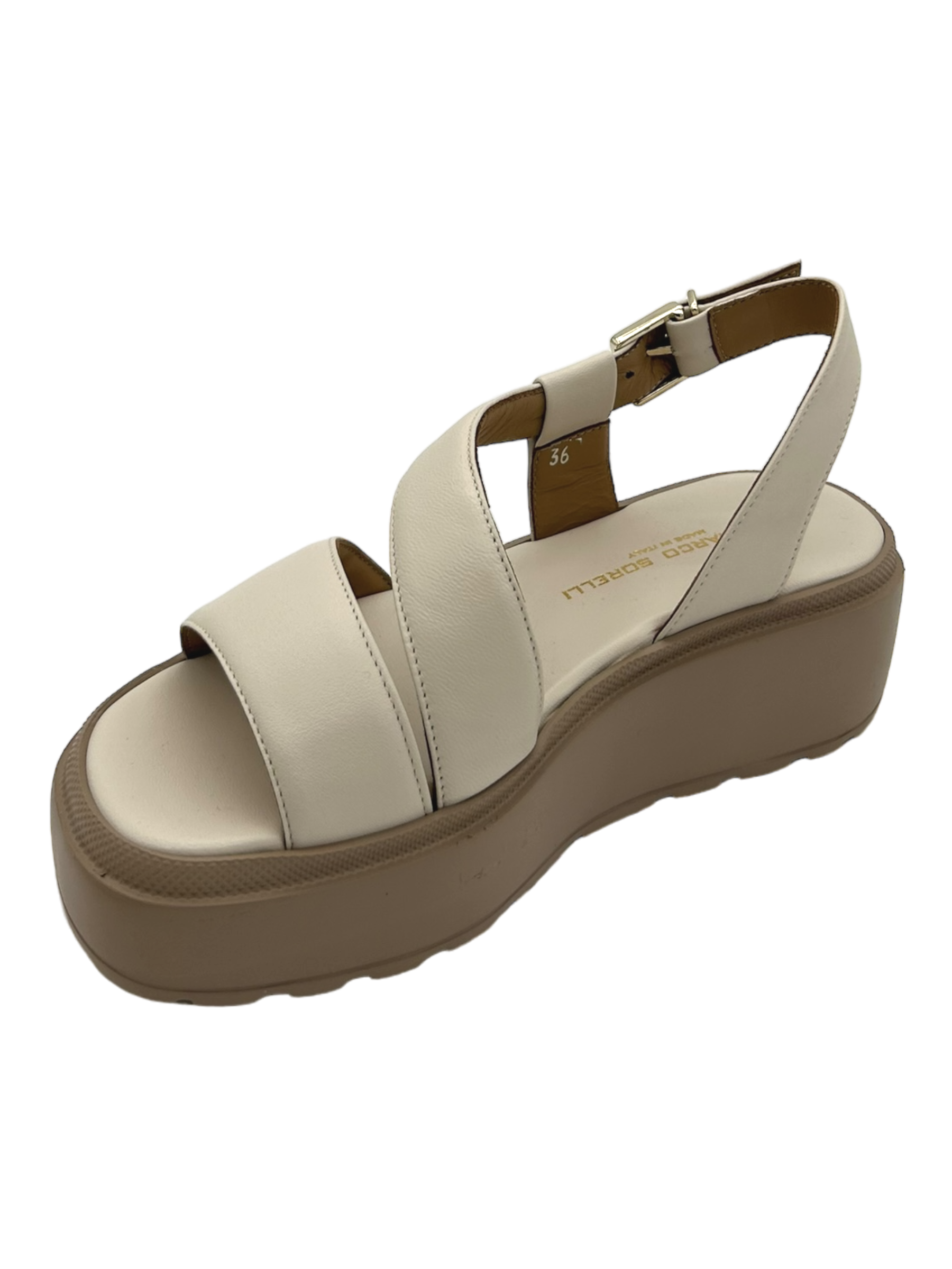 Sandalo zeppa pelle donna GIANMARCO SORELLI Softy Milk Fly - 2108 -