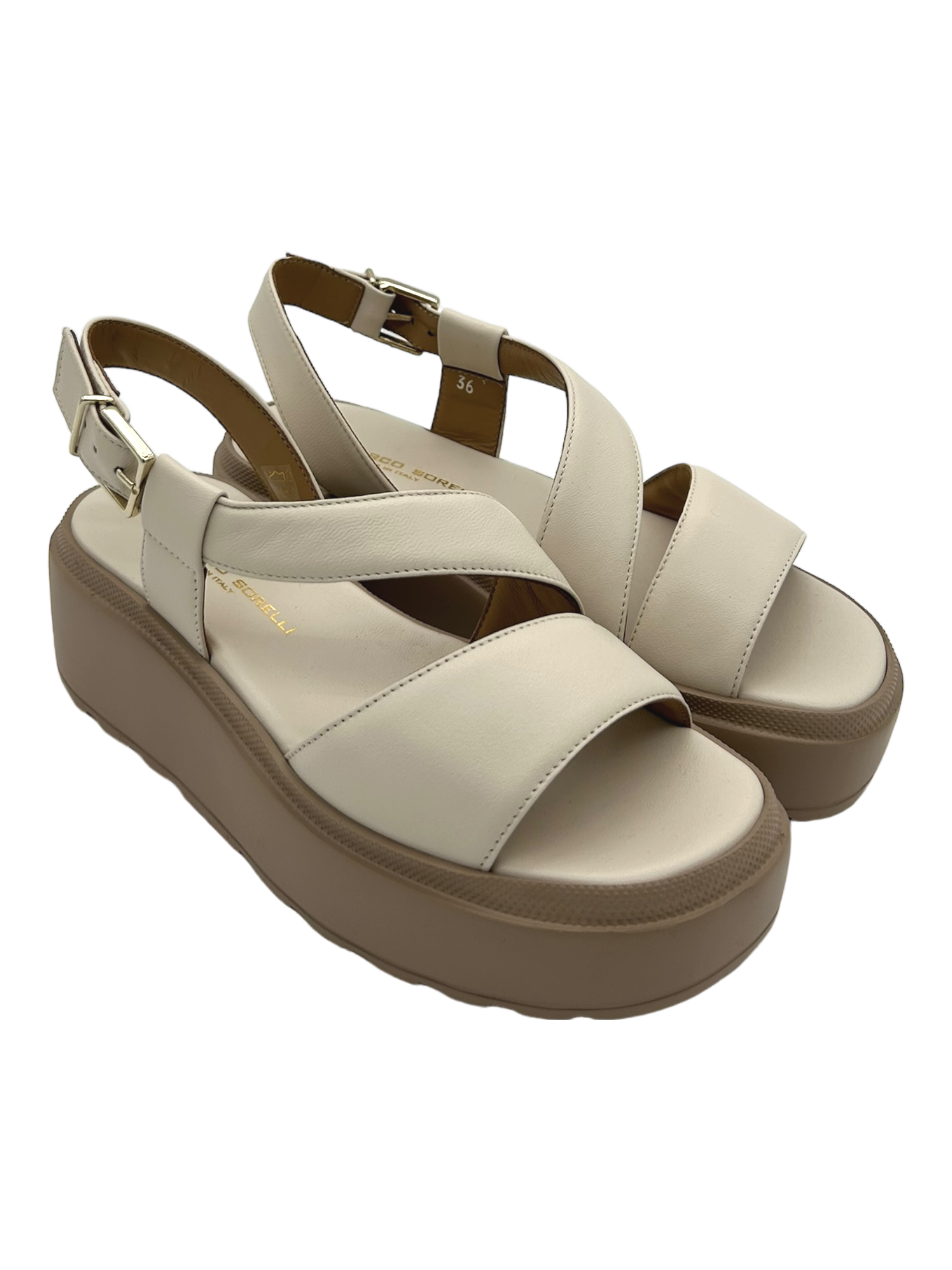 Sandalo zeppa pelle donna GIANMARCO SORELLI Softy Milk Fly - 2108 -