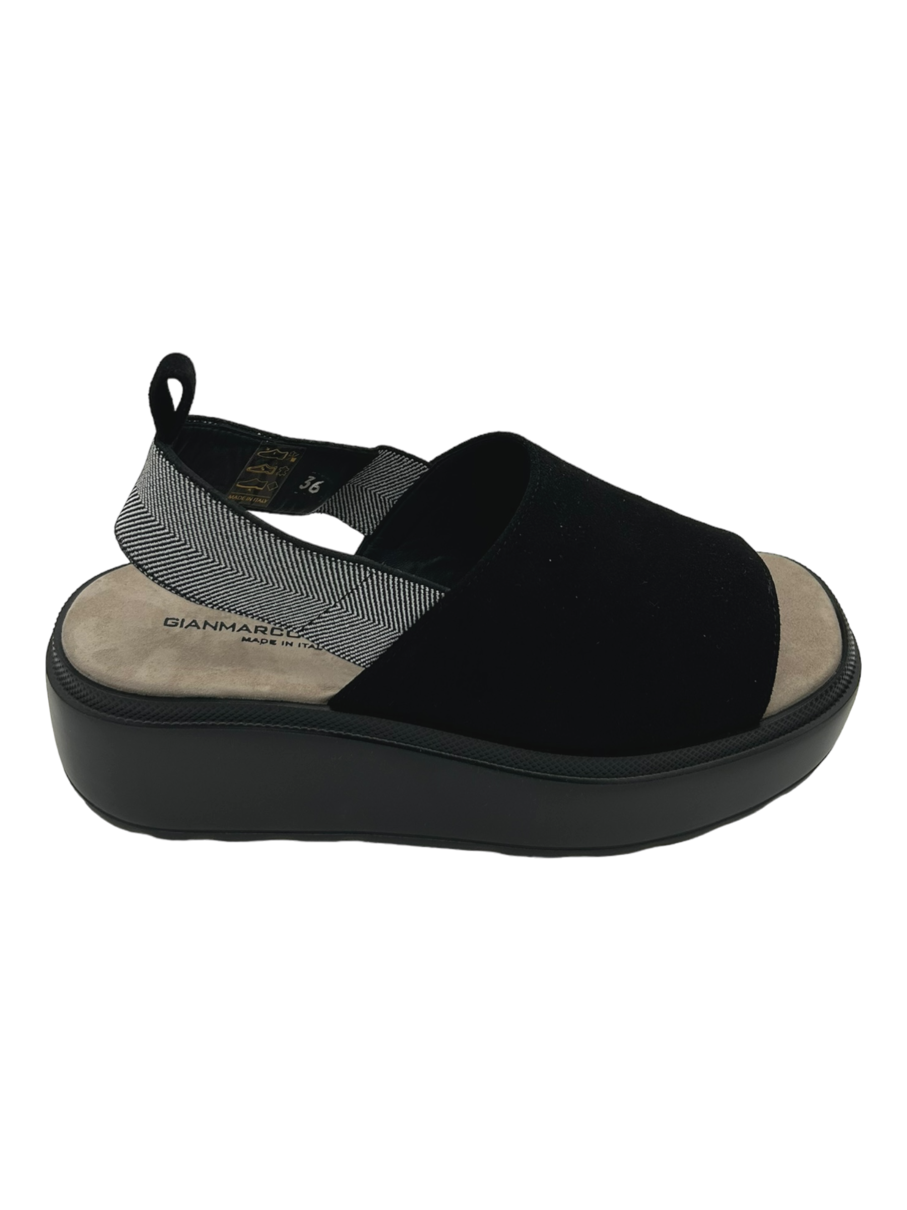 Sandalo zeppa donna GIANMARCO SORELLI camoscio Nero Fly - 1901 -