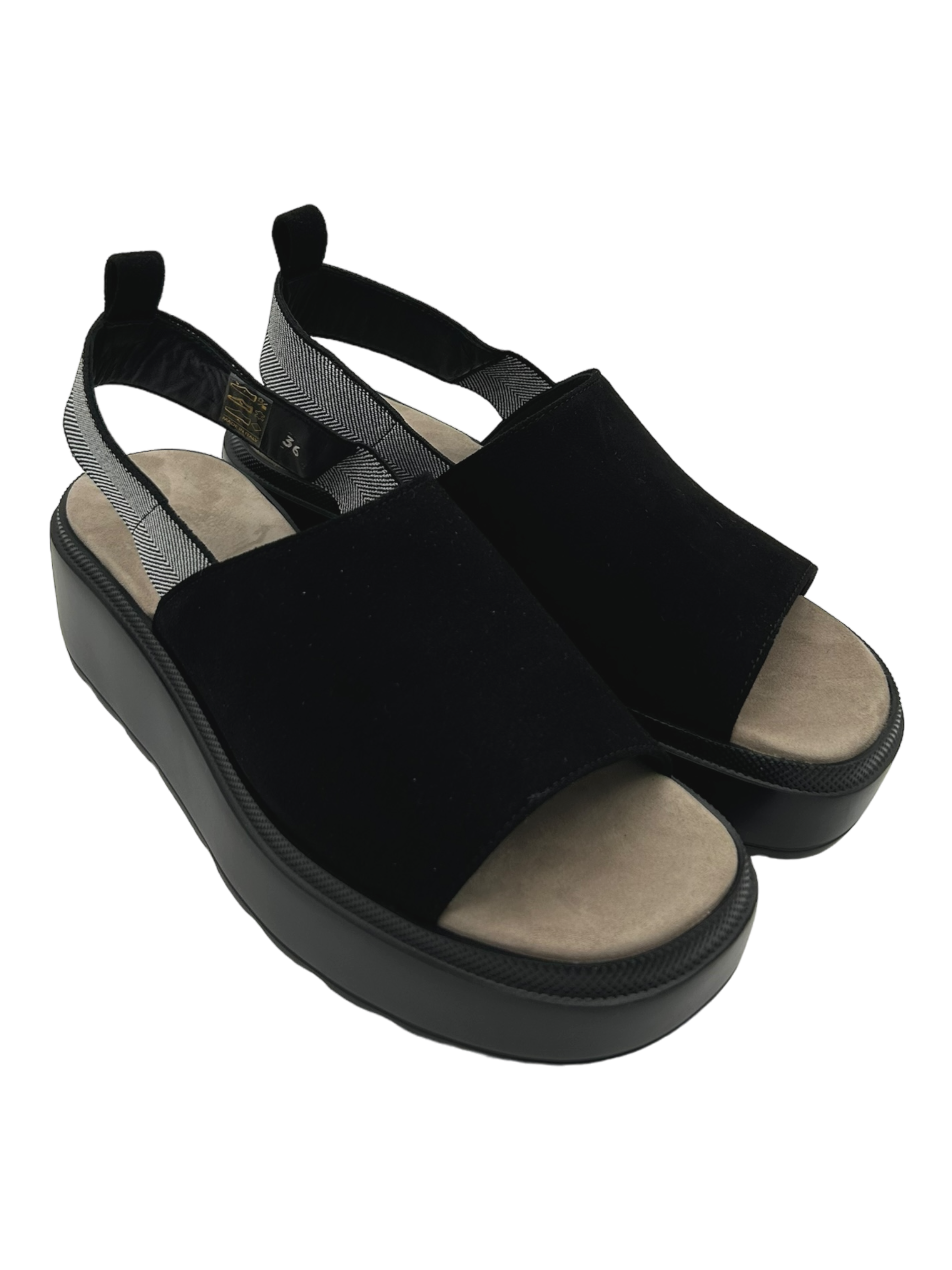 Sandalo zeppa donna GIANMARCO SORELLI camoscio Nero Fly - 1901 -