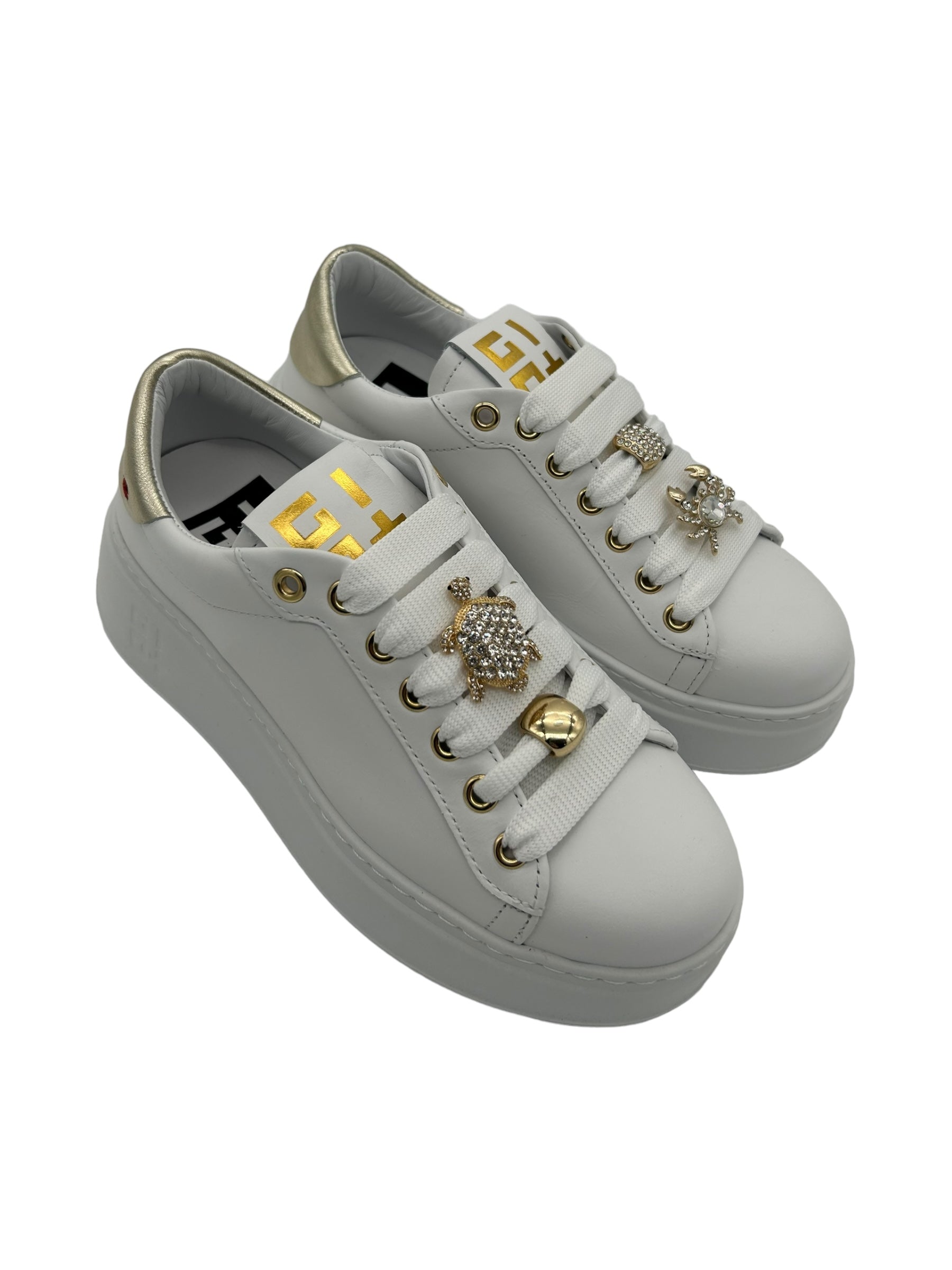 Sneaker pelle donna GIO+ Combi Bianco Tarta Granchio - PIA 148A -