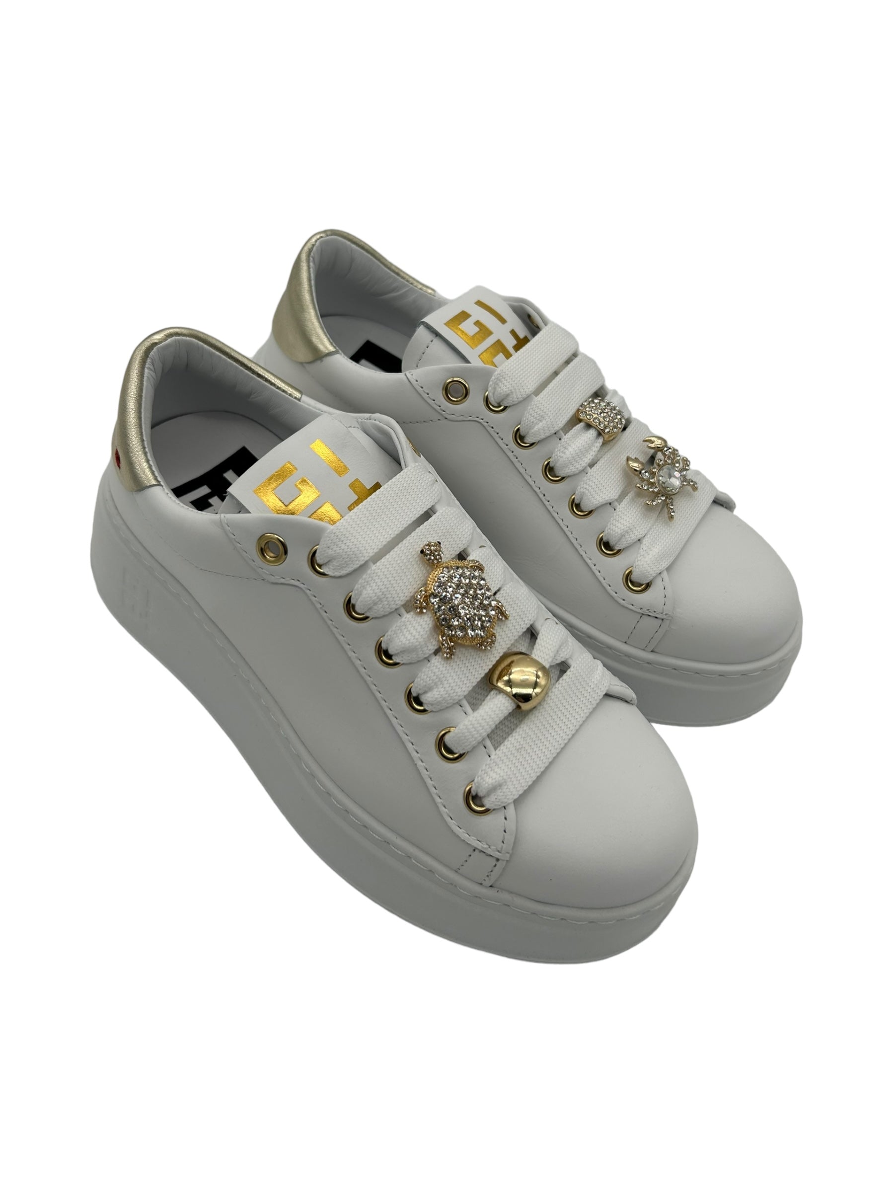 Sneaker pelle donna GIO+ Combi Bianco Tarta Granchio - PIA 148A  -