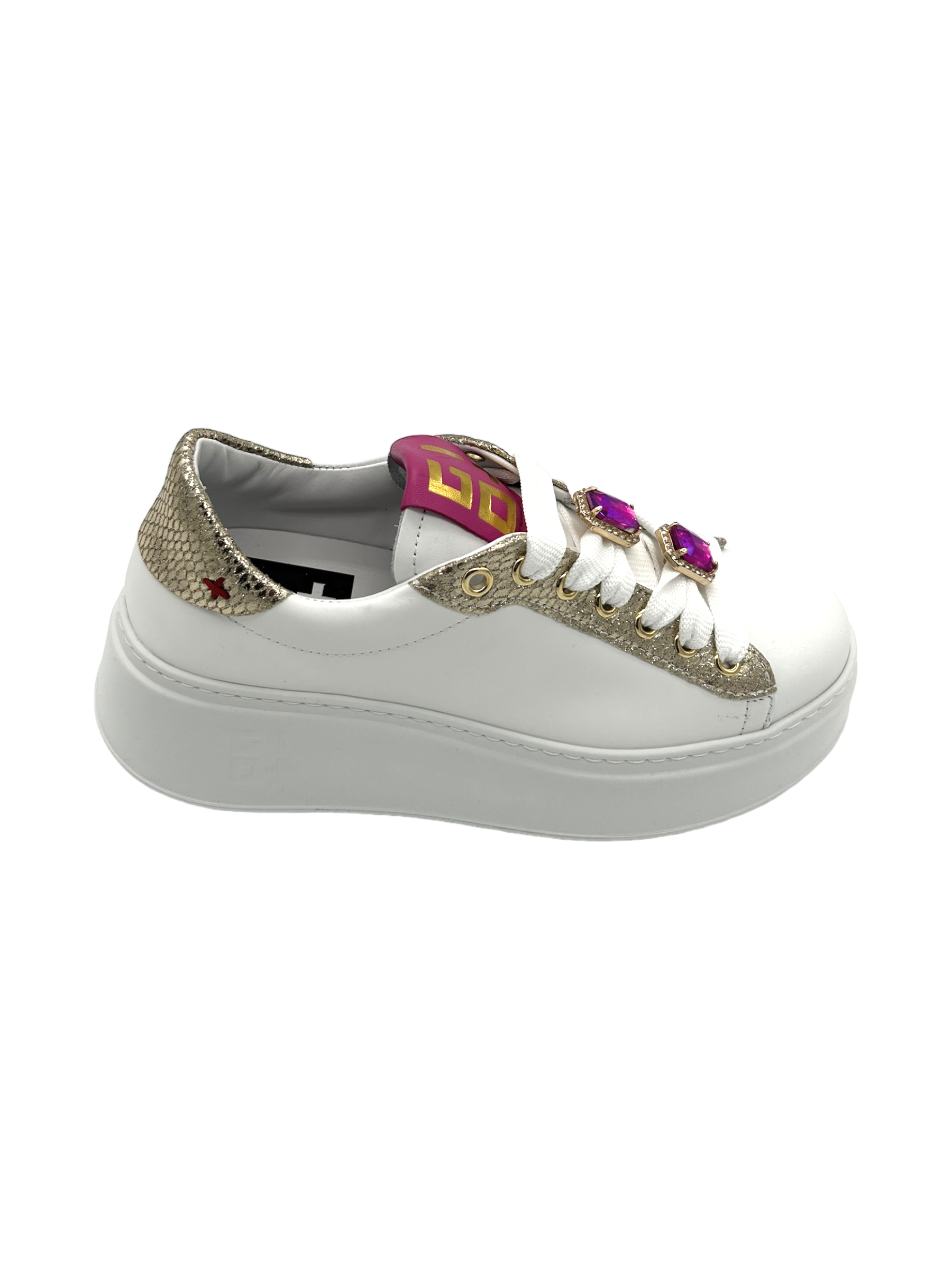 Sneaker pelle donna GIO+ Combi Bianco Platino Granchio - PIA 38B -