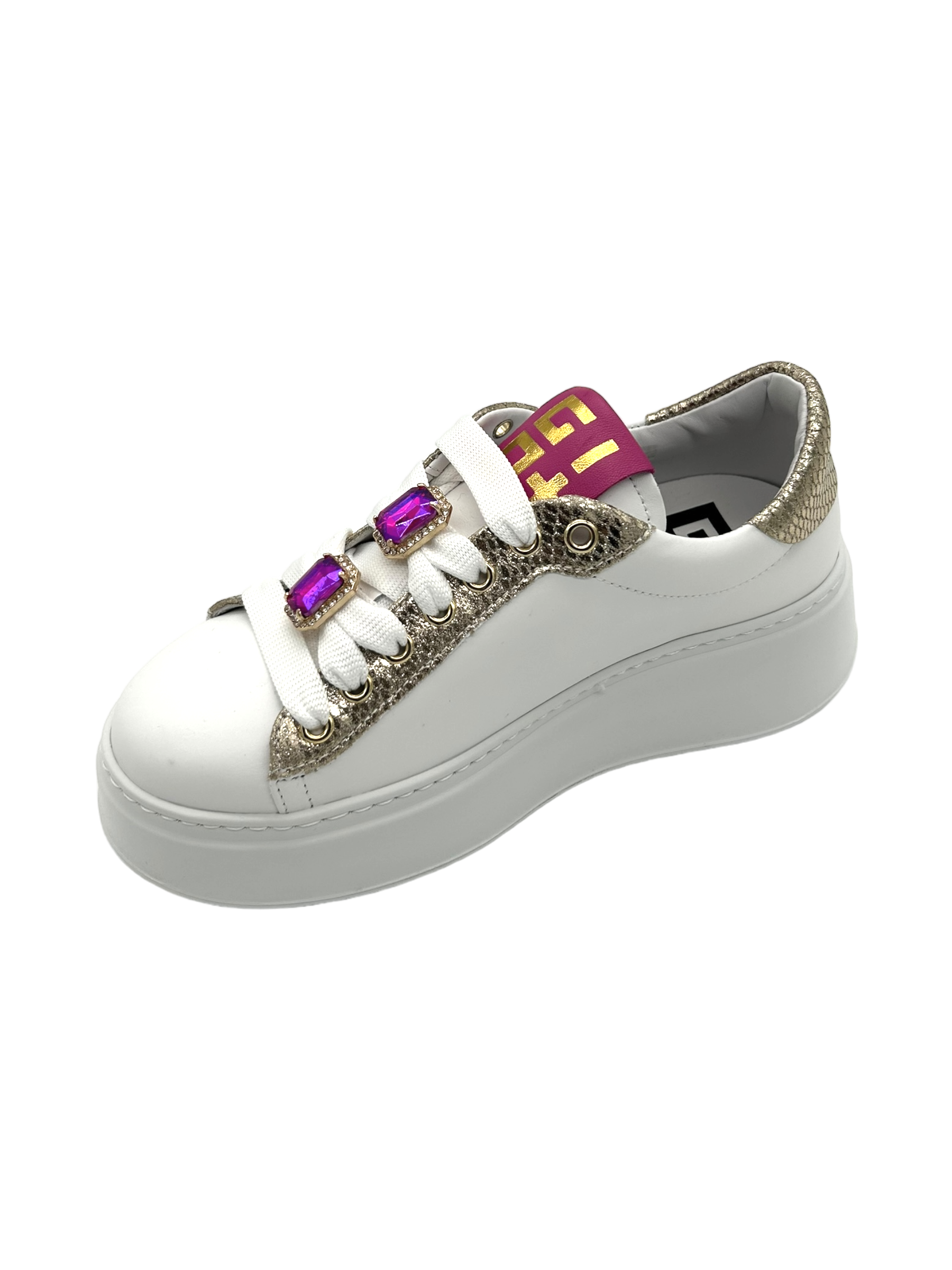 Sneaker pelle donna GIO+ Combi Bianco Platino Granchio - PIA 38B -