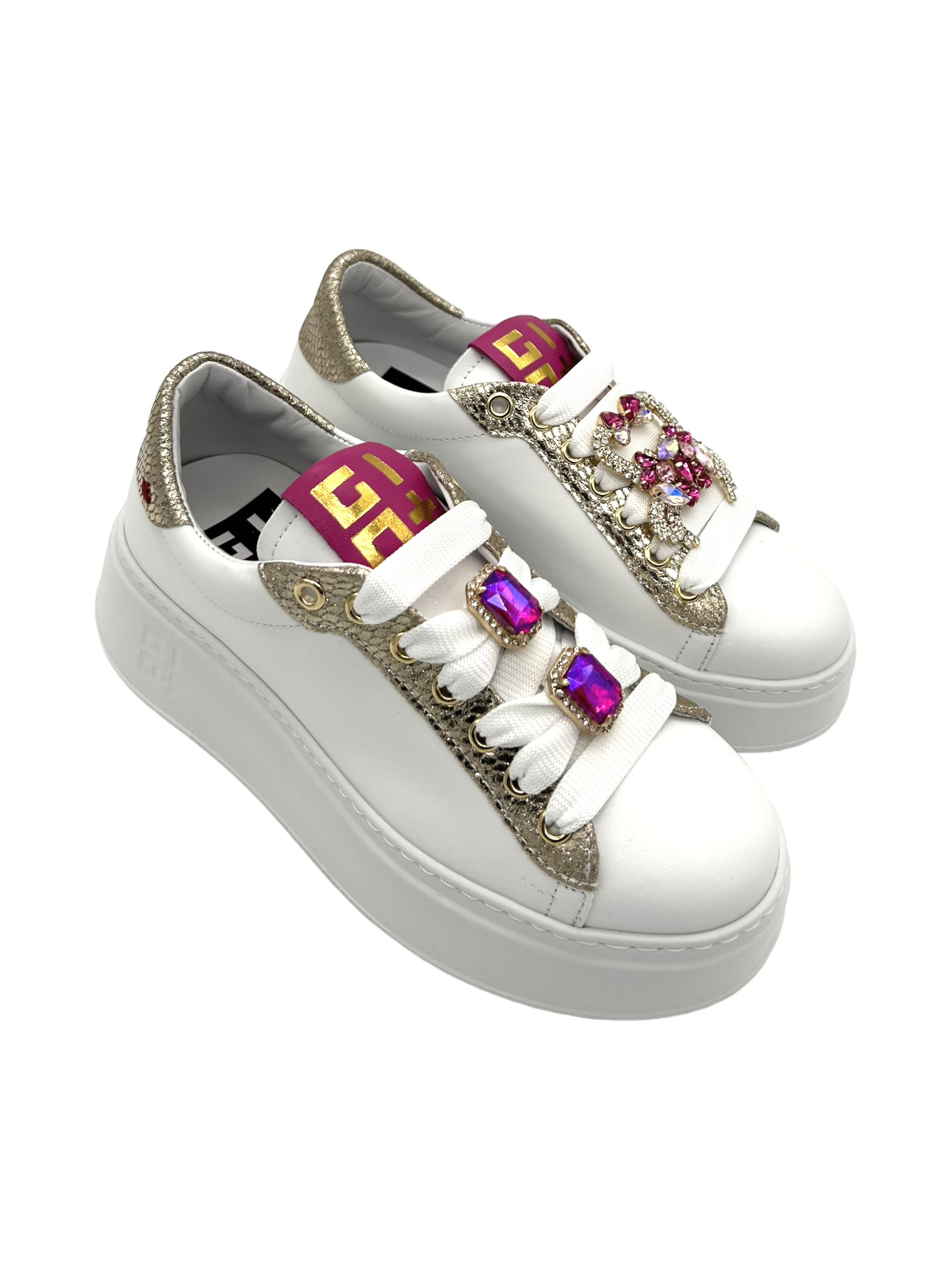 Sneaker pelle donna GIO+ Combi Bianco Platino Granchio - PIA 38B -