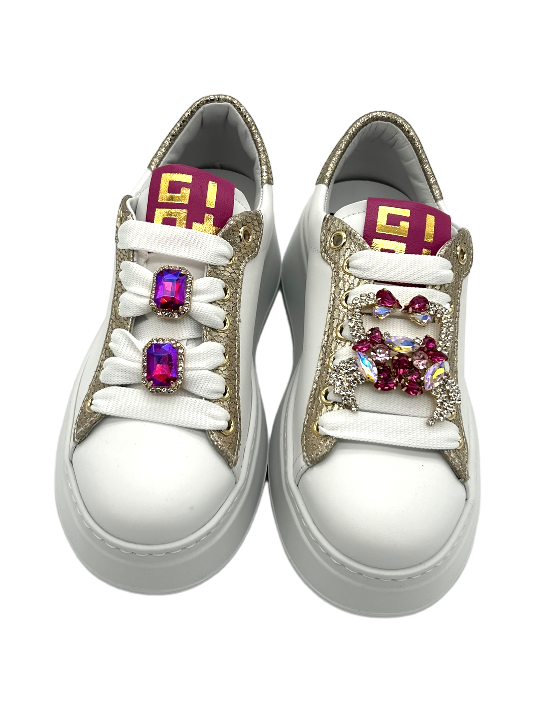 Sneaker pelle donna GIO+ Combi Bianco Platino Granchio - PIA 38B -