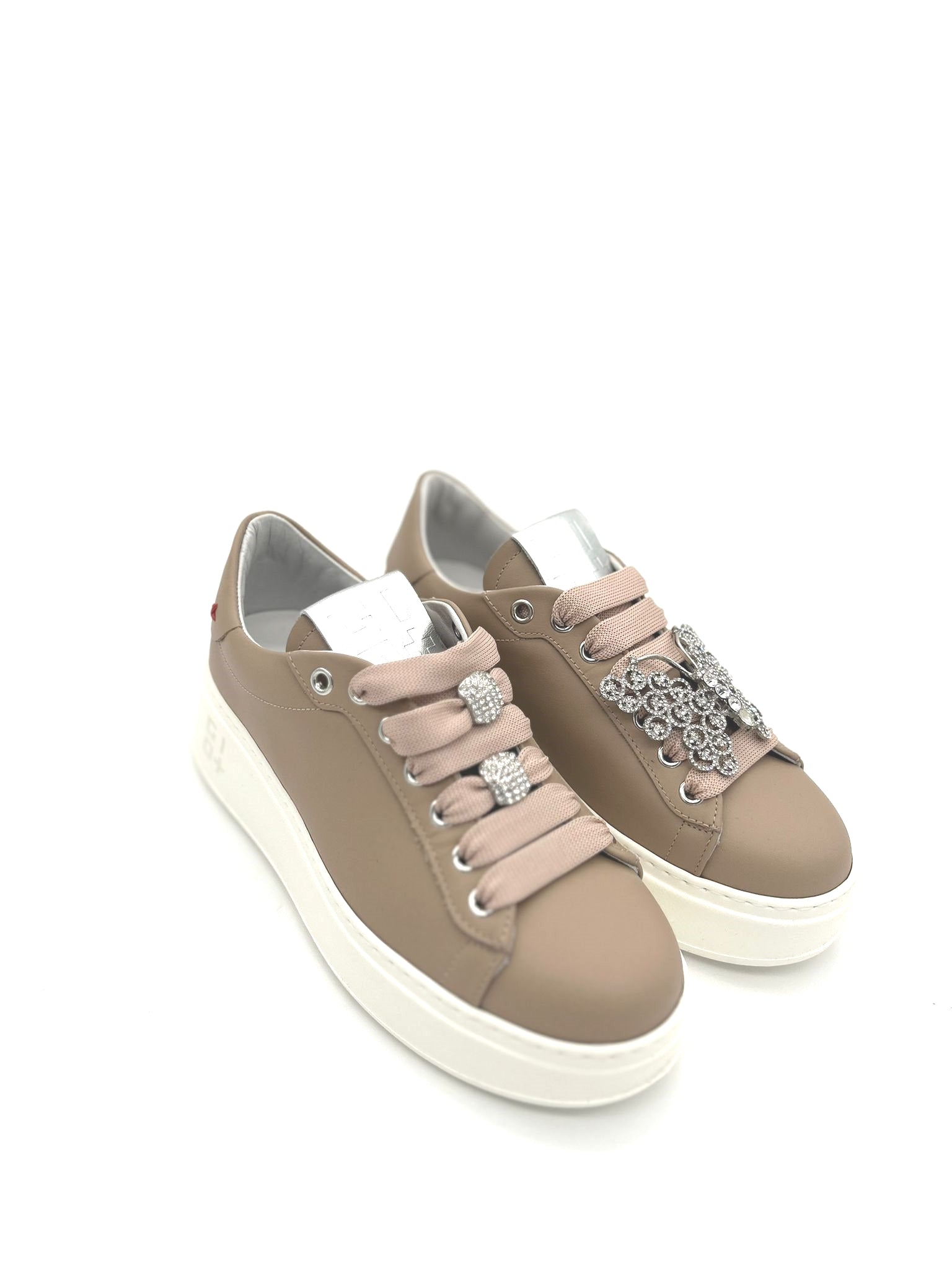 Sneaker pelle donna GIO+ Combi Farfalla nudo - PIA 130B -