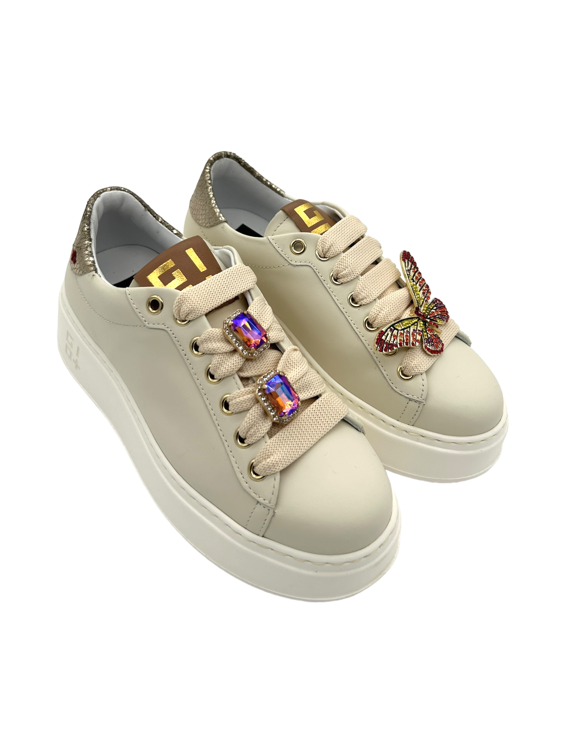Sneaker pelle donna GIO+ Combi Milk Farfalla - PIA 140A -