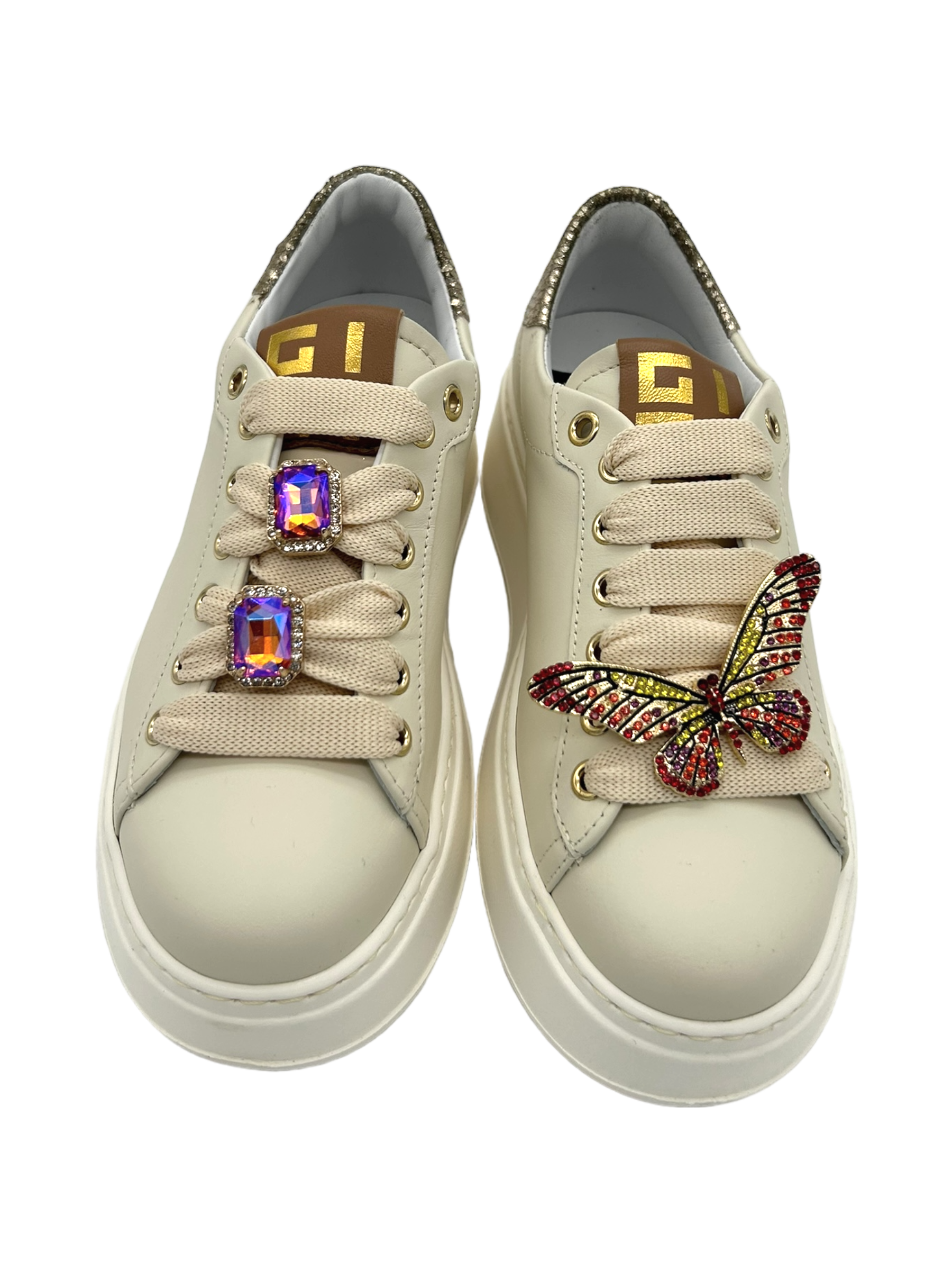 Sneaker pelle donna GIO+ Combi Milk Farfalla - PIA 140A -