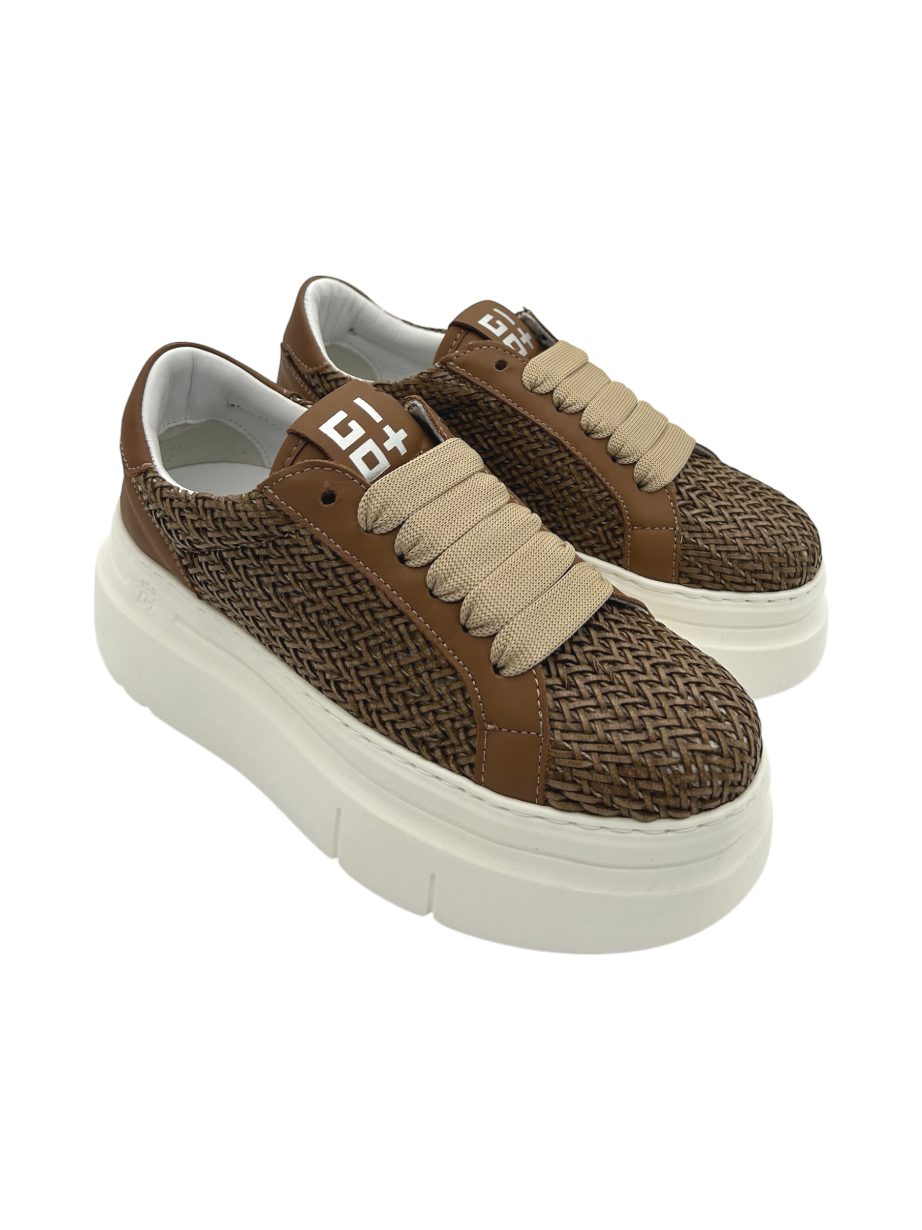 Sneakers pelle donna GIO+ Combi Tortora intreccio - Aria 50 B -