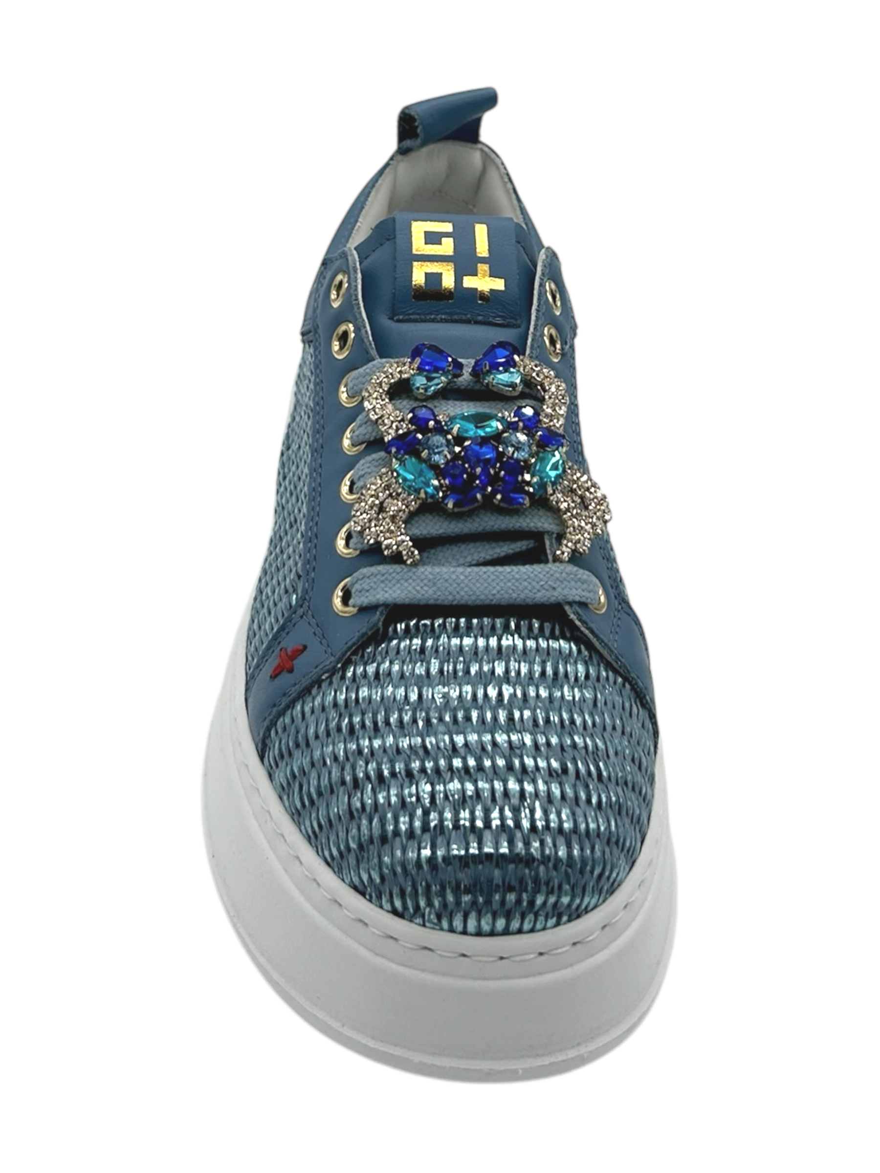 Sneakers pelle donna GIO+ Combi Raffia Jeans -PIA350 B-