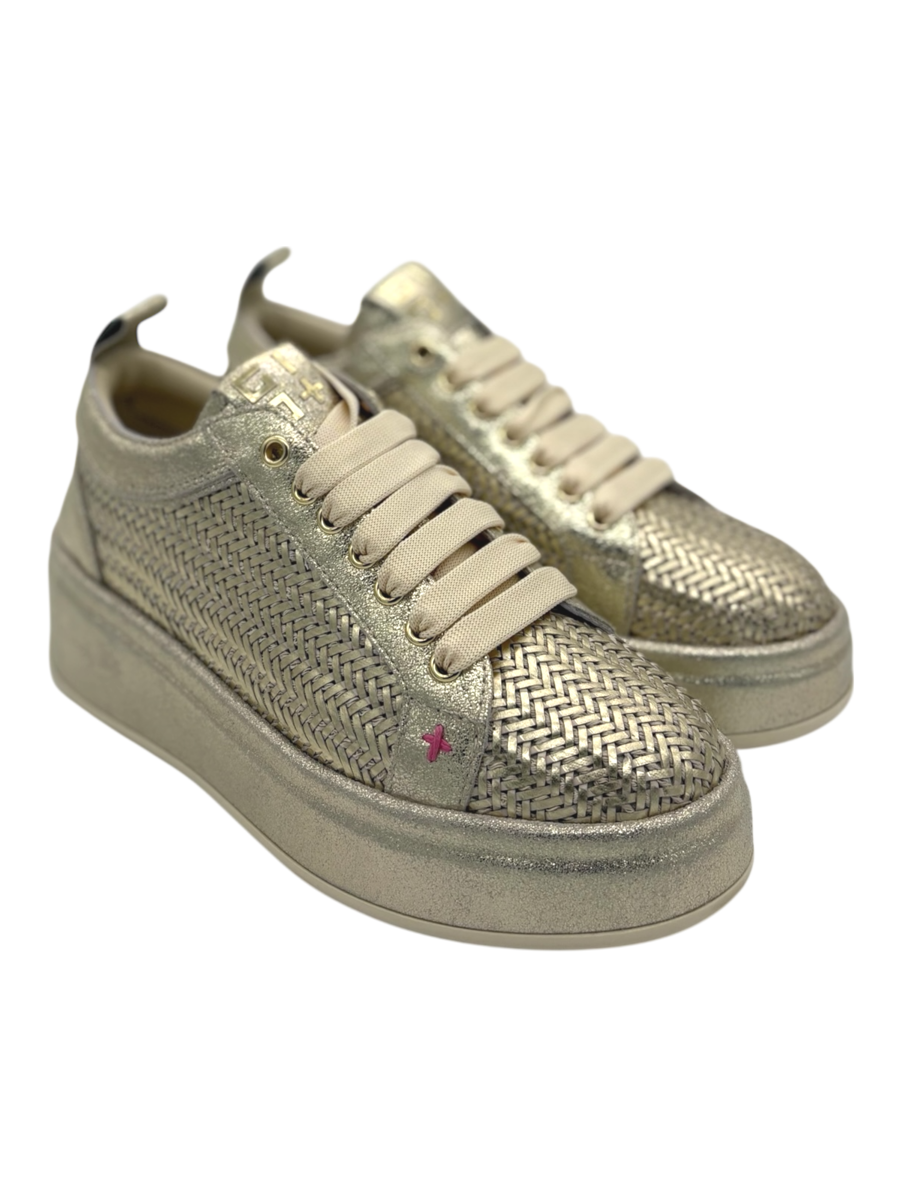 Sneakers pelle donna GIO+ combi Gold -Oliva 56C -