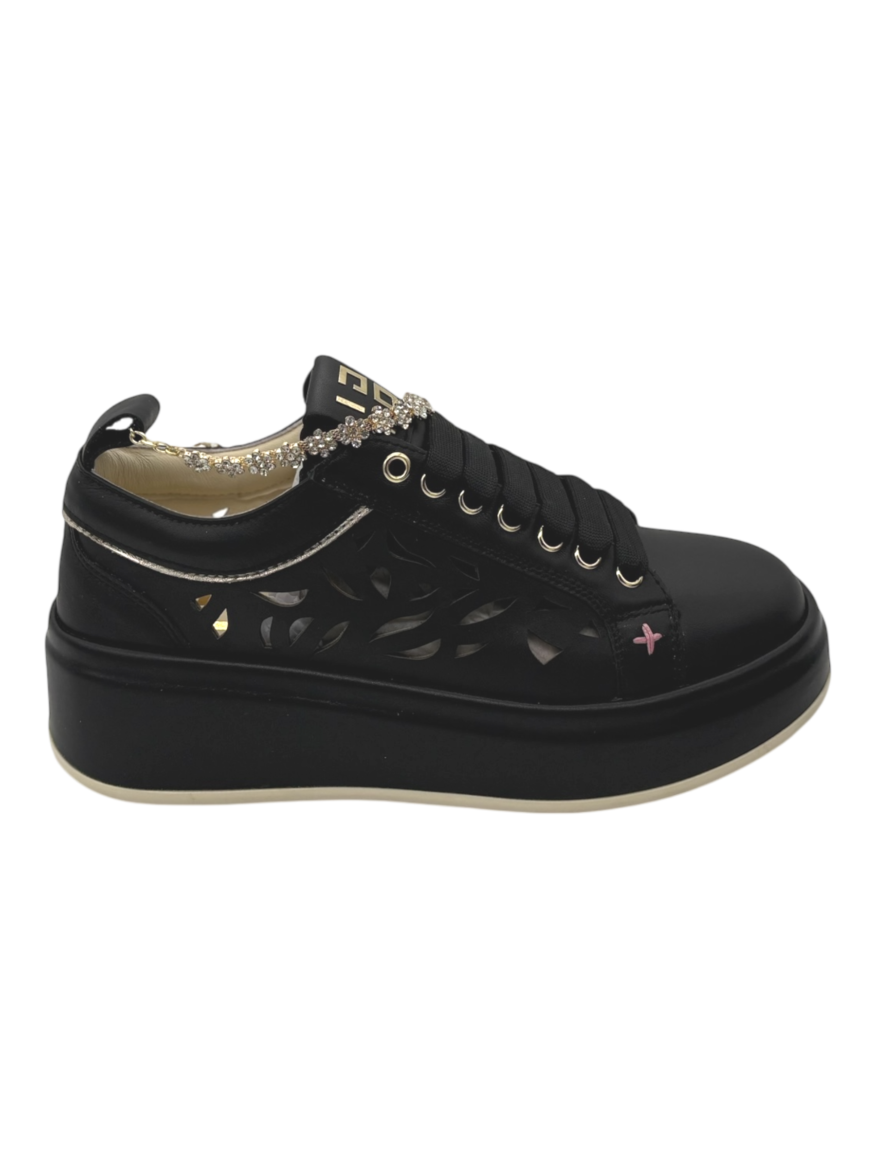Sneakers pelle donna GIO+ Combi Laser Black -Oliva 52B -