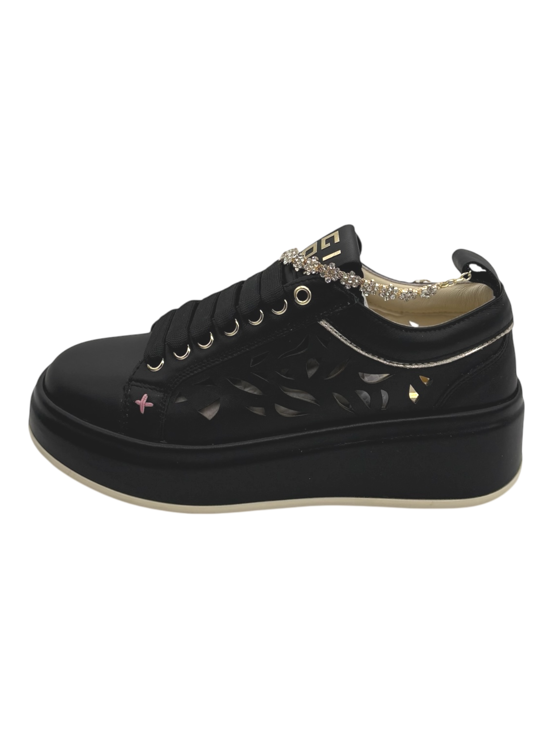 Sneakers pelle donna GIO+ Combi Laser Black -Oliva 52B -