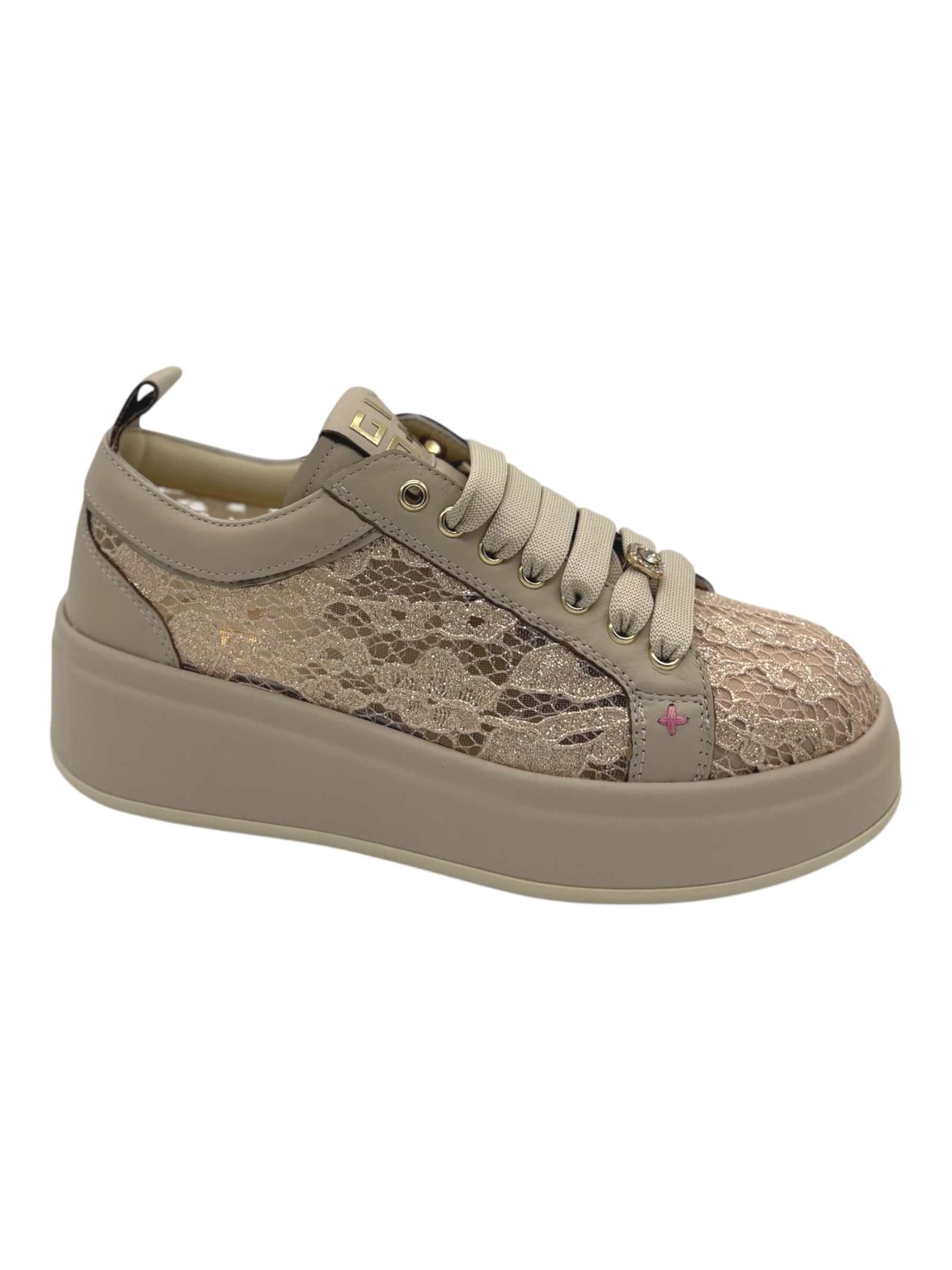 Sneakers pelle donna GIO+ combi Pizzo -Oliva 58A -