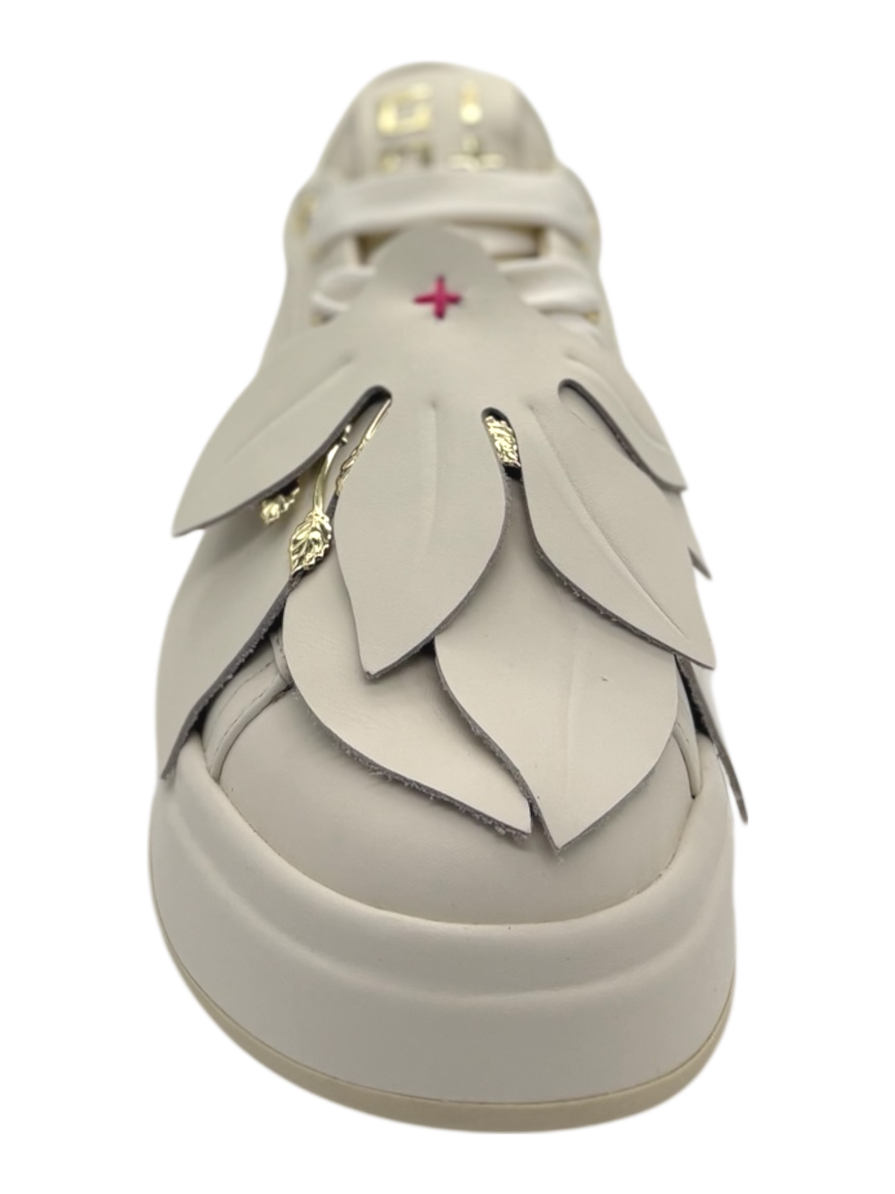 Sneakers pelle donna GIO+ Combi flowers latte -Oliva 00A -