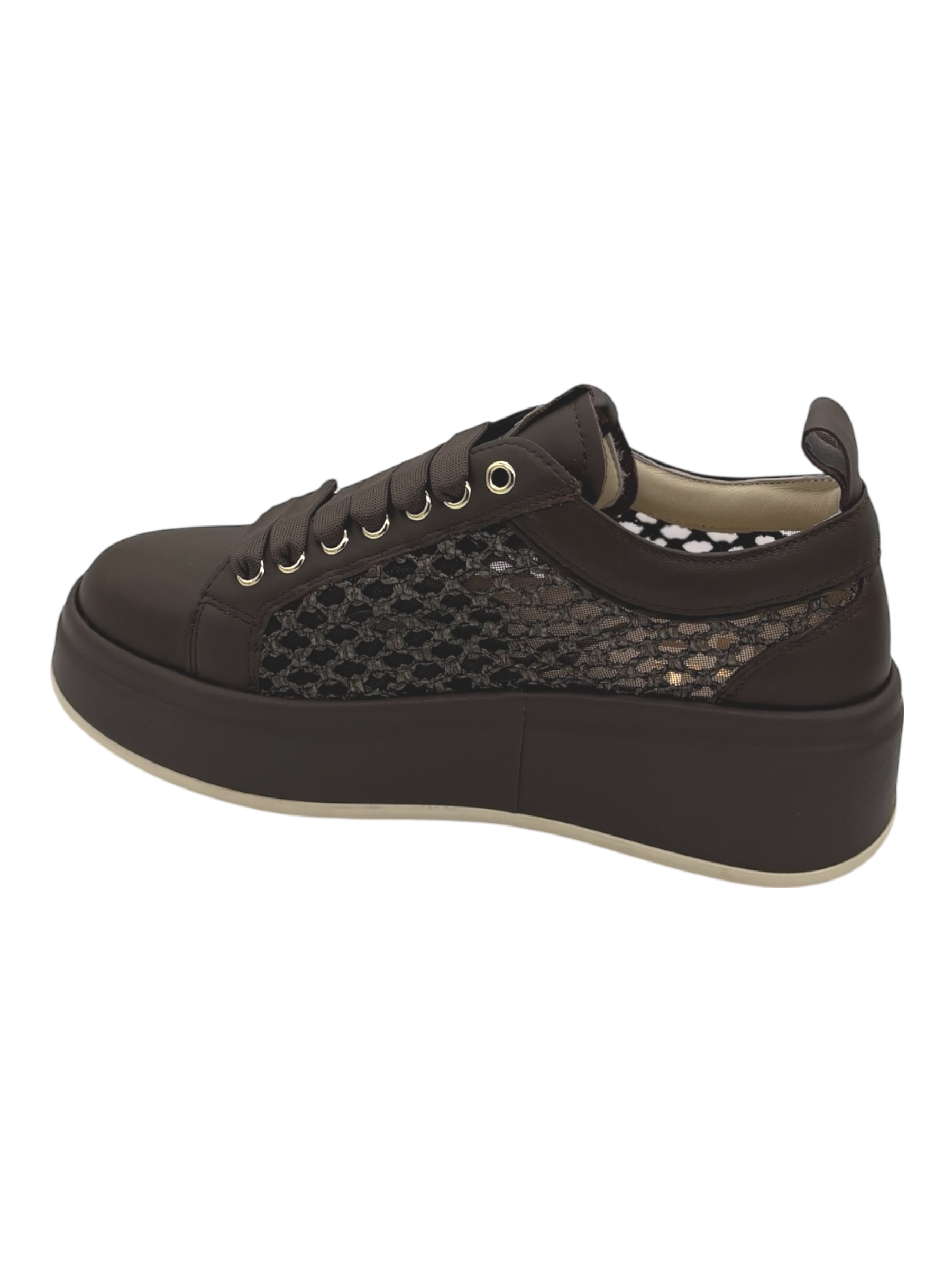 Sneakers pelle donna GIO+ Combi Raffia Moro -Oliva 50C-