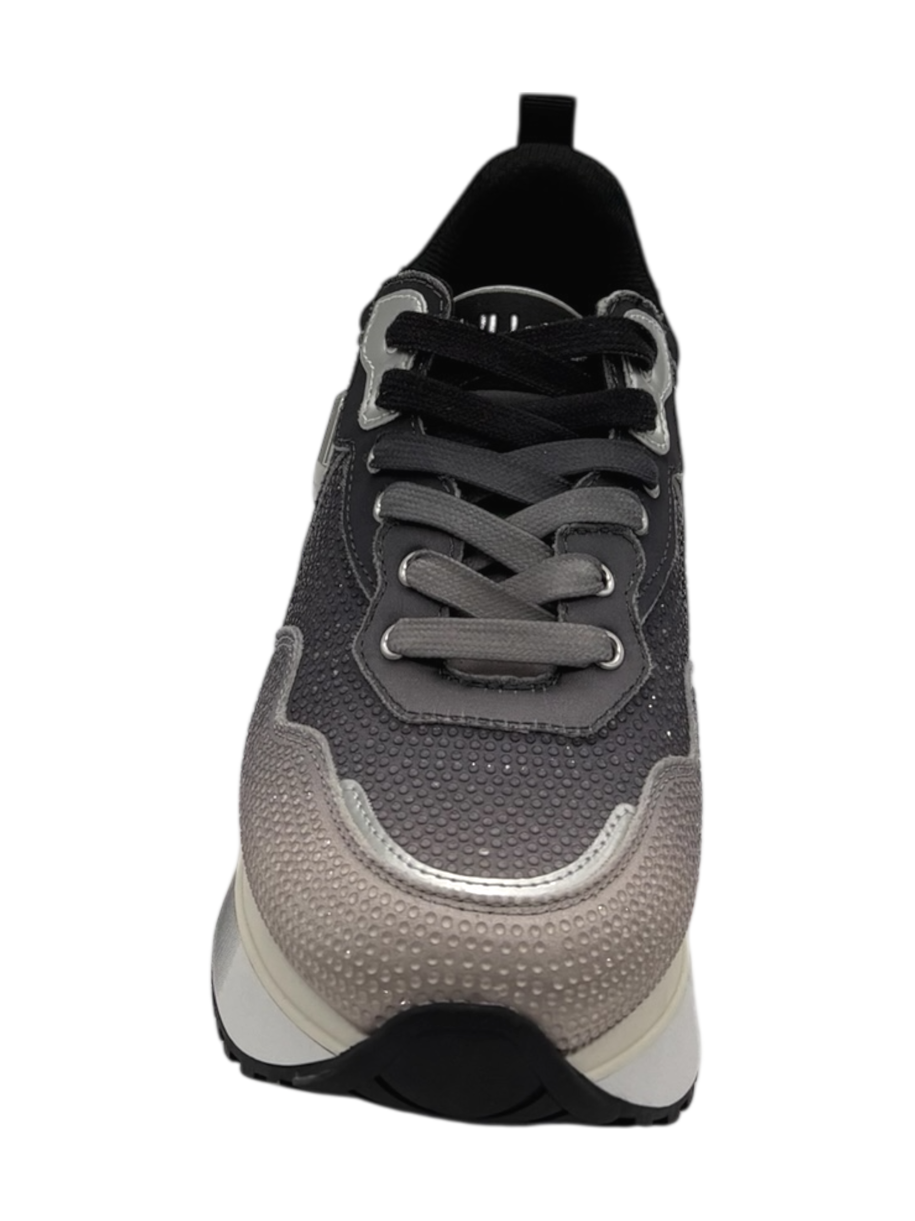 Sneakers pelle LIUJO Satin strass Black white - Maxi Wonder 01 -