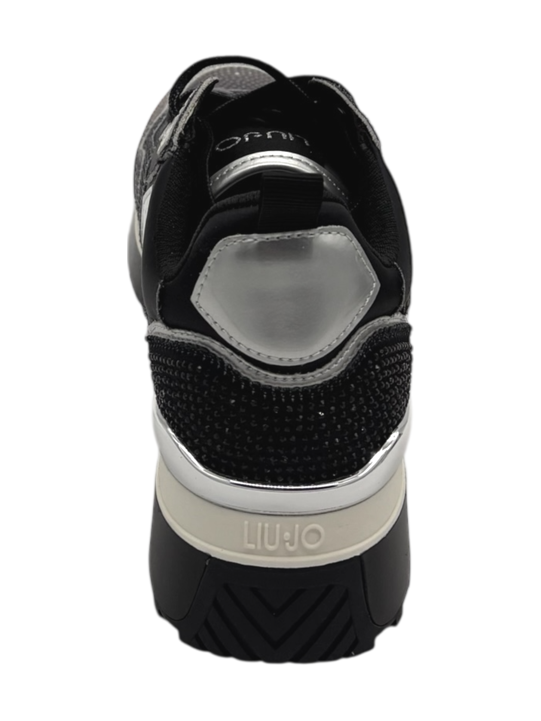 Sneakers pelle LIUJO Satin strass Black white - Maxi Wonder 01 -