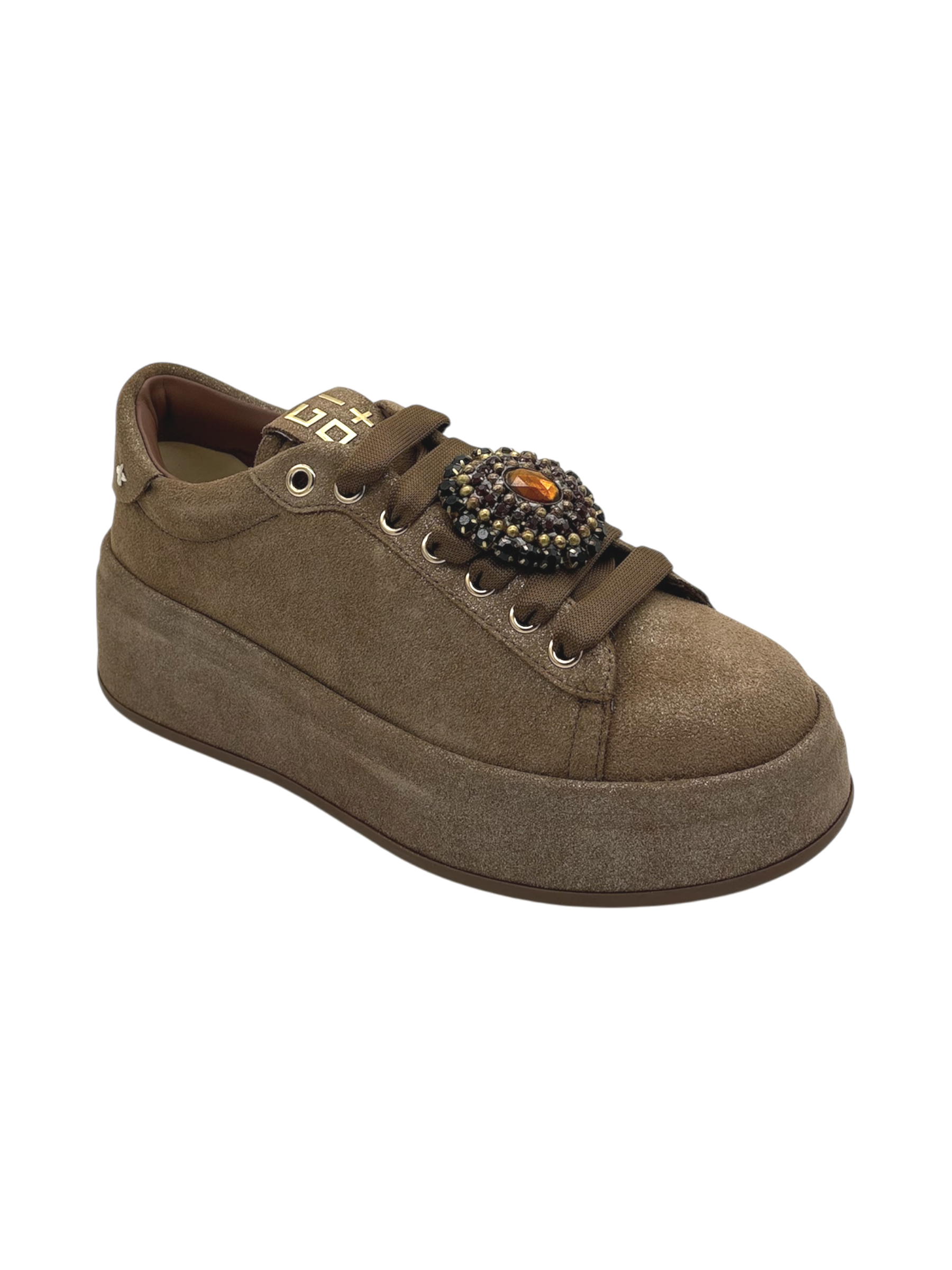 Sneakers Pelle Donna GIO+ Combi Lamé - Oliva 126
