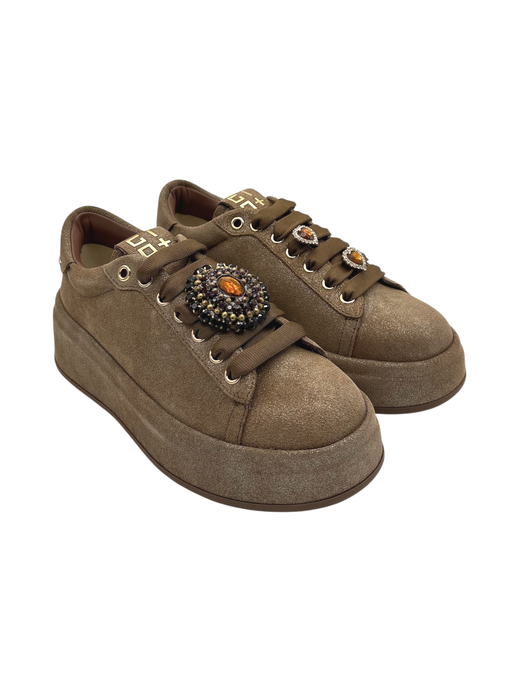 Sneakers Pelle Donna GIO+ Combi Lamé - Oliva 126