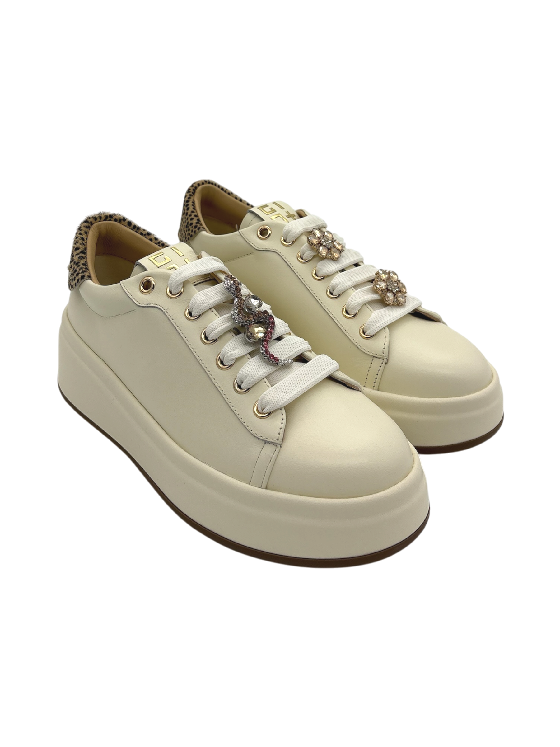 Sneakers Pelle Donna GIO+ Combi Milk - Oliva 146