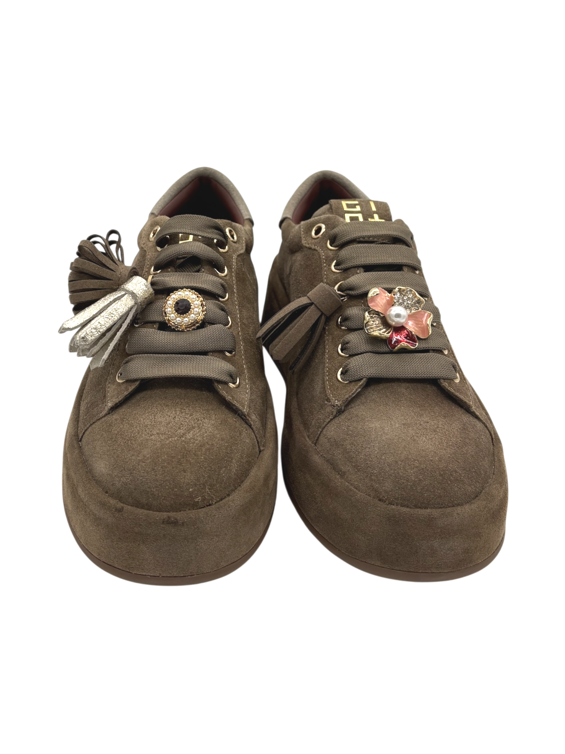Sneakers Camoscio Donna GIO+ Combi Taupe - Oliva 150