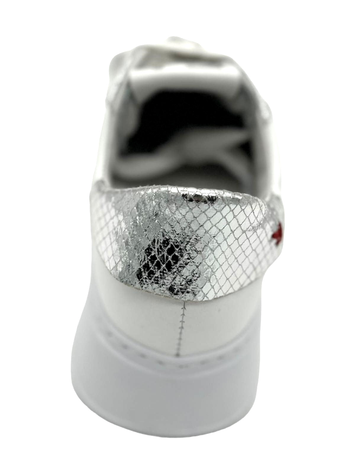 Sneakers pelle donna GIO+ Combi Bianco Viperina Argento - PIA 178A -