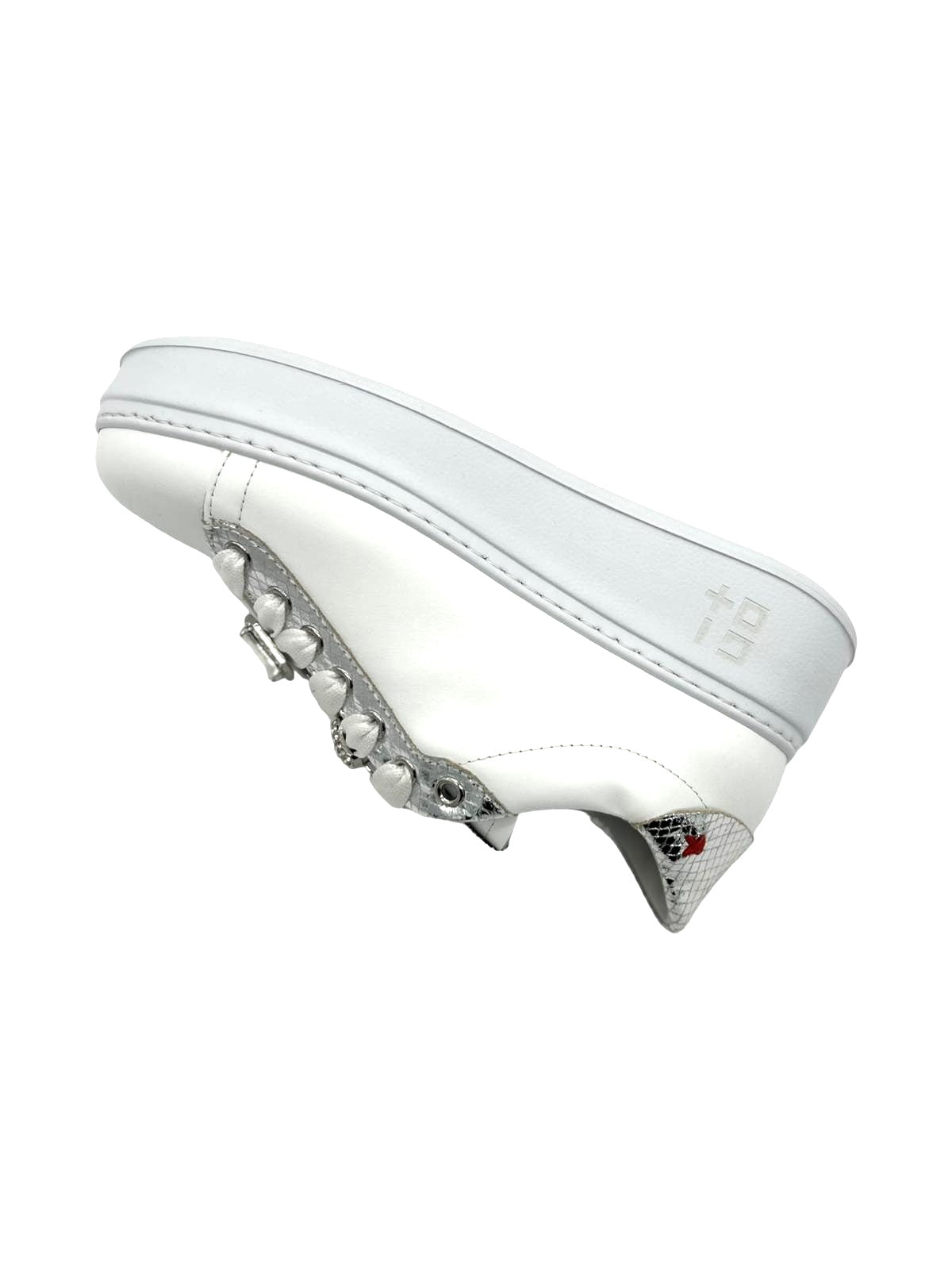 Sneakers pelle donna GIO+ Combi Bianco Viperina Argento - PIA 178A -