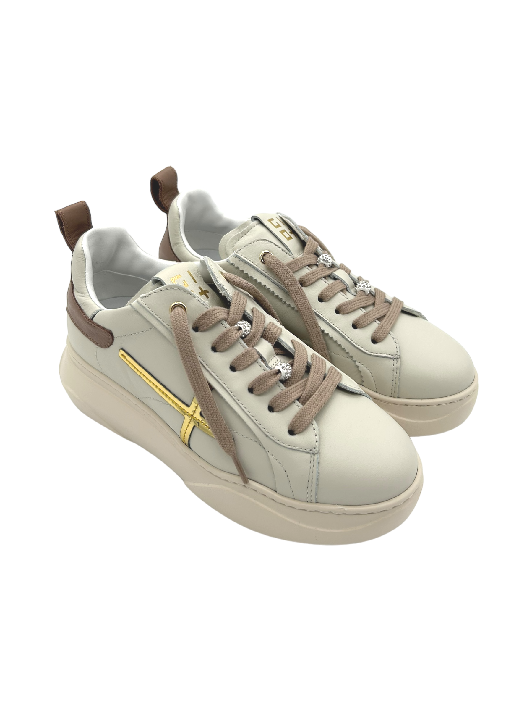 Sneakers pelle donna GIO+ Combi Latte - Giada 66U -