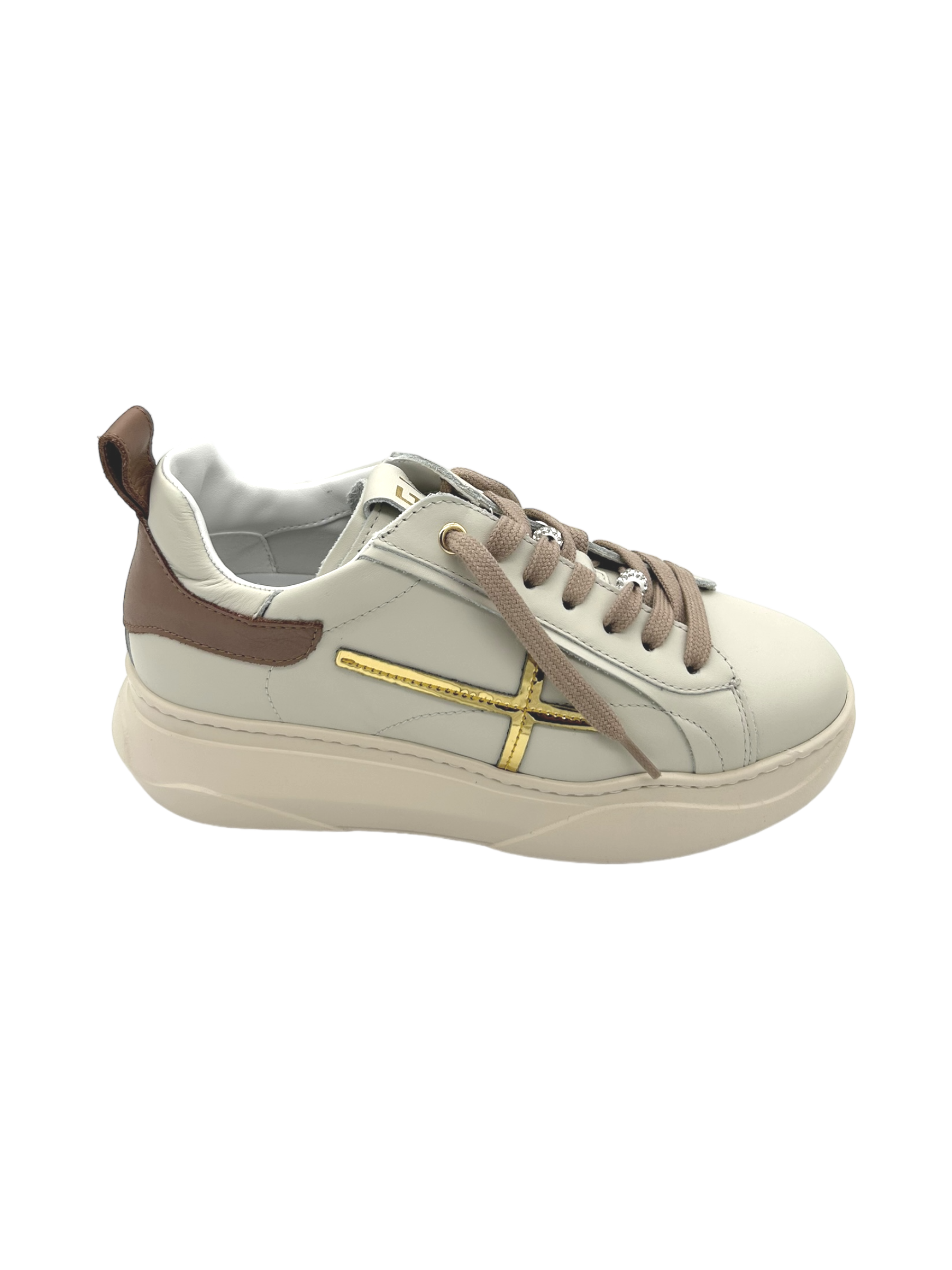 Sneakers pelle donna GIO+ Combi Latte - Giada 66U -