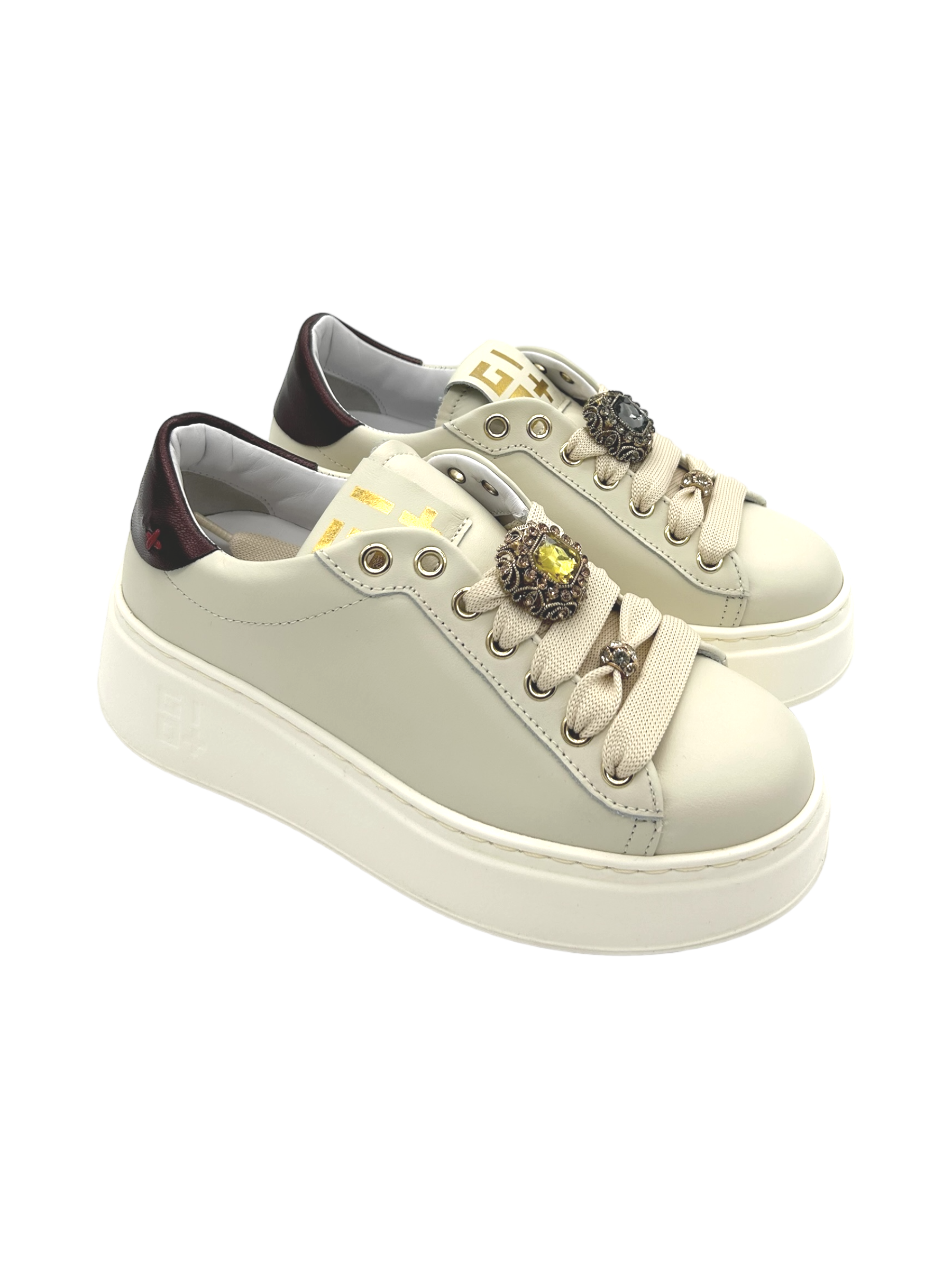Sneakers pelle donna GIO+ Combi Latte Moro - PIA 250A -