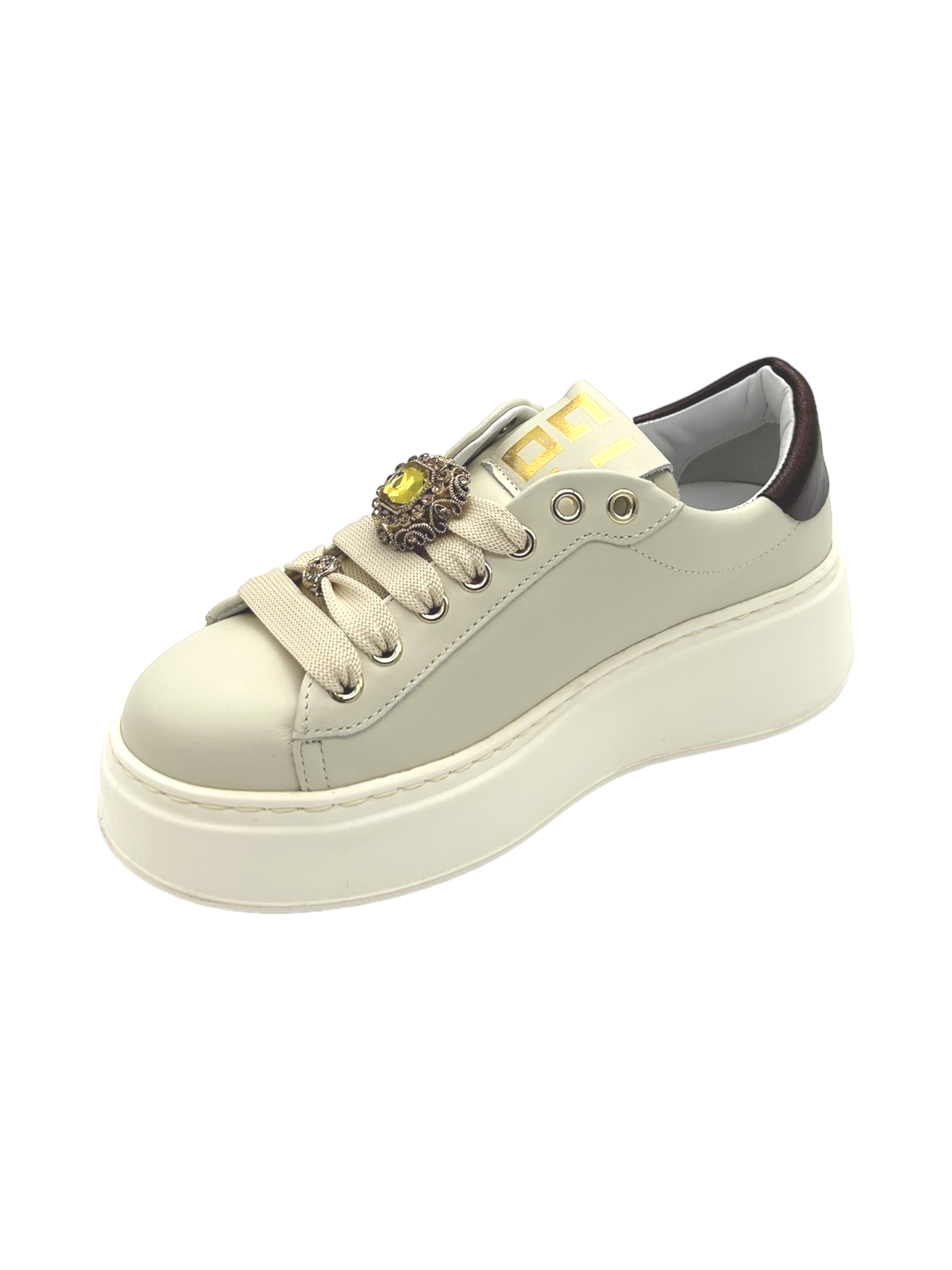 Sneakers pelle donna GIO+ Combi Latte Moro - PIA 250A -
