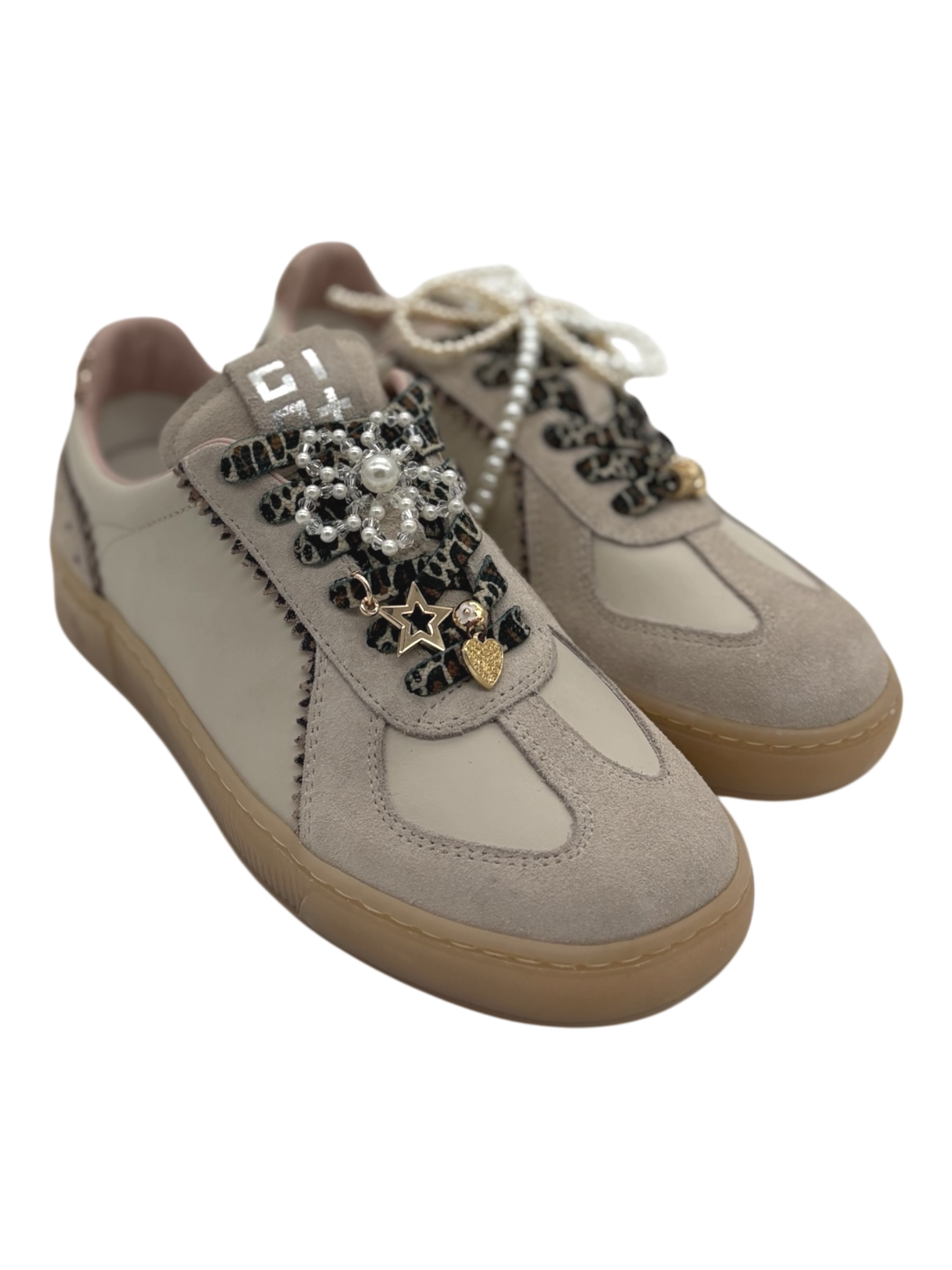 Sneakers pelle donna GIO+ Combi Leopard -Blue 1000 -