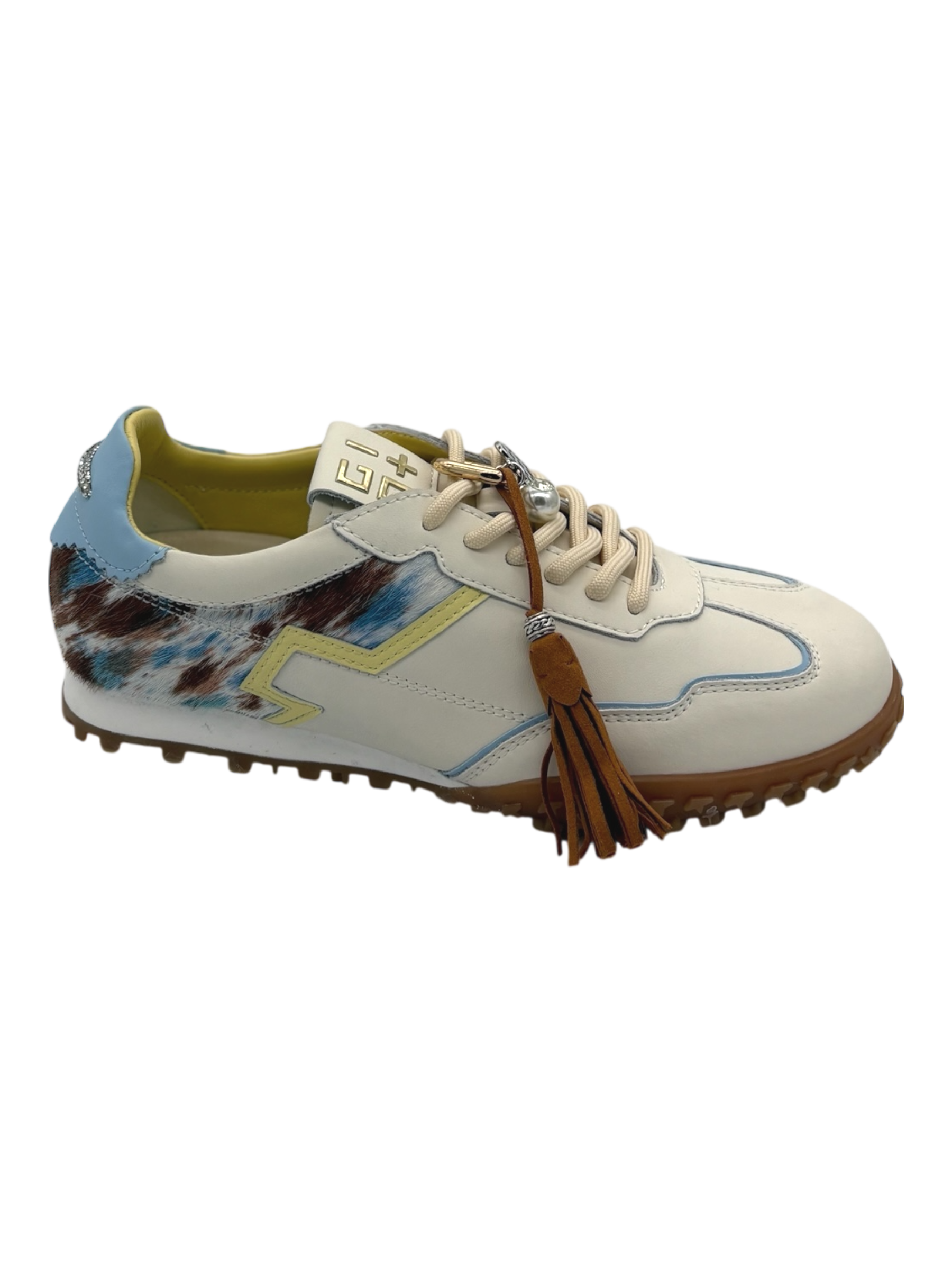 Sneakers pelle donna GIO+ Combi Mucca -Cielo 06 -