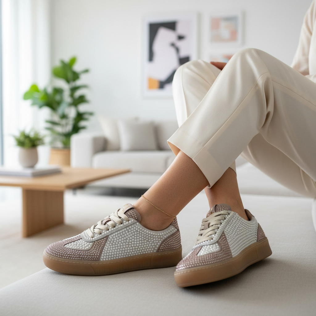 Sneakers pelle donna GIO+ Combi Perla -Blue 1022 -