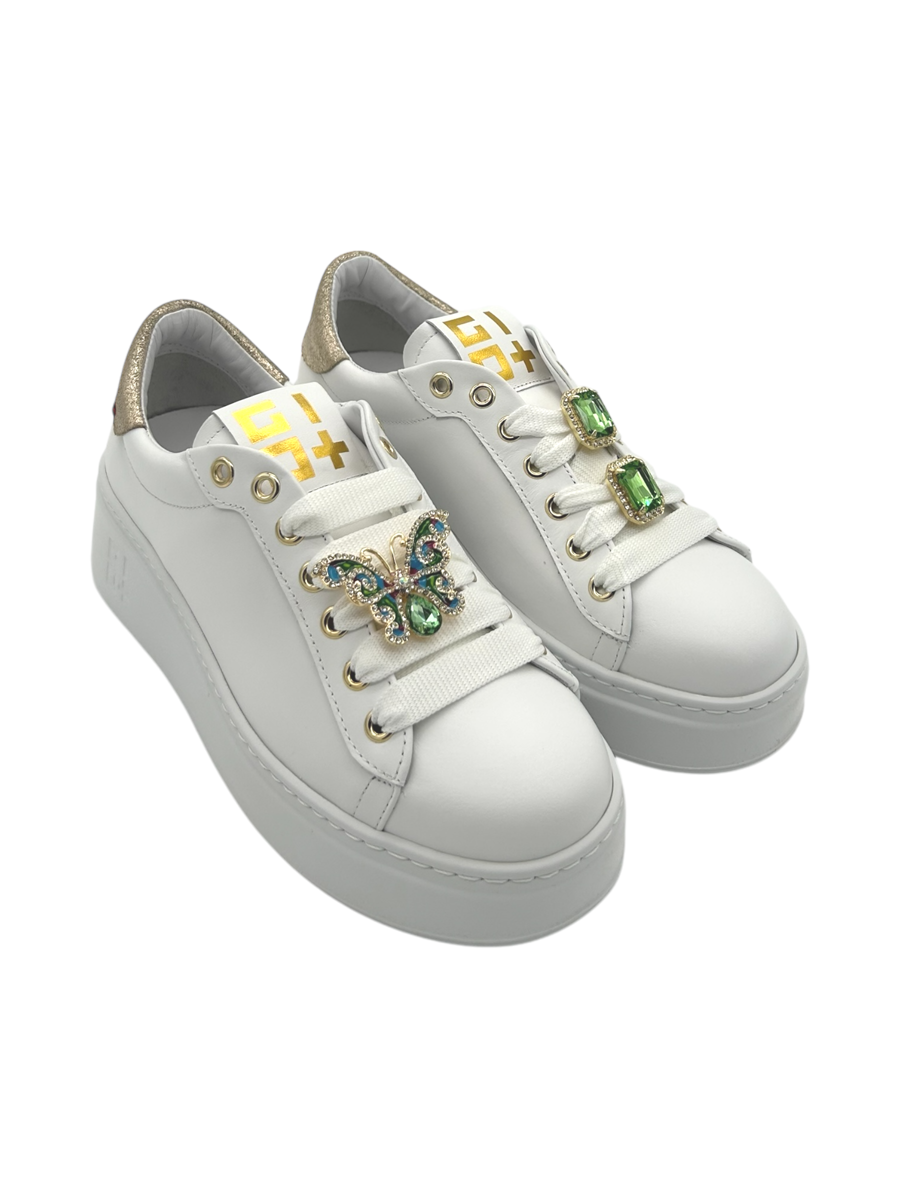 Sneakers pelle donna GIO+ Combi White Platino - PIA304 C -