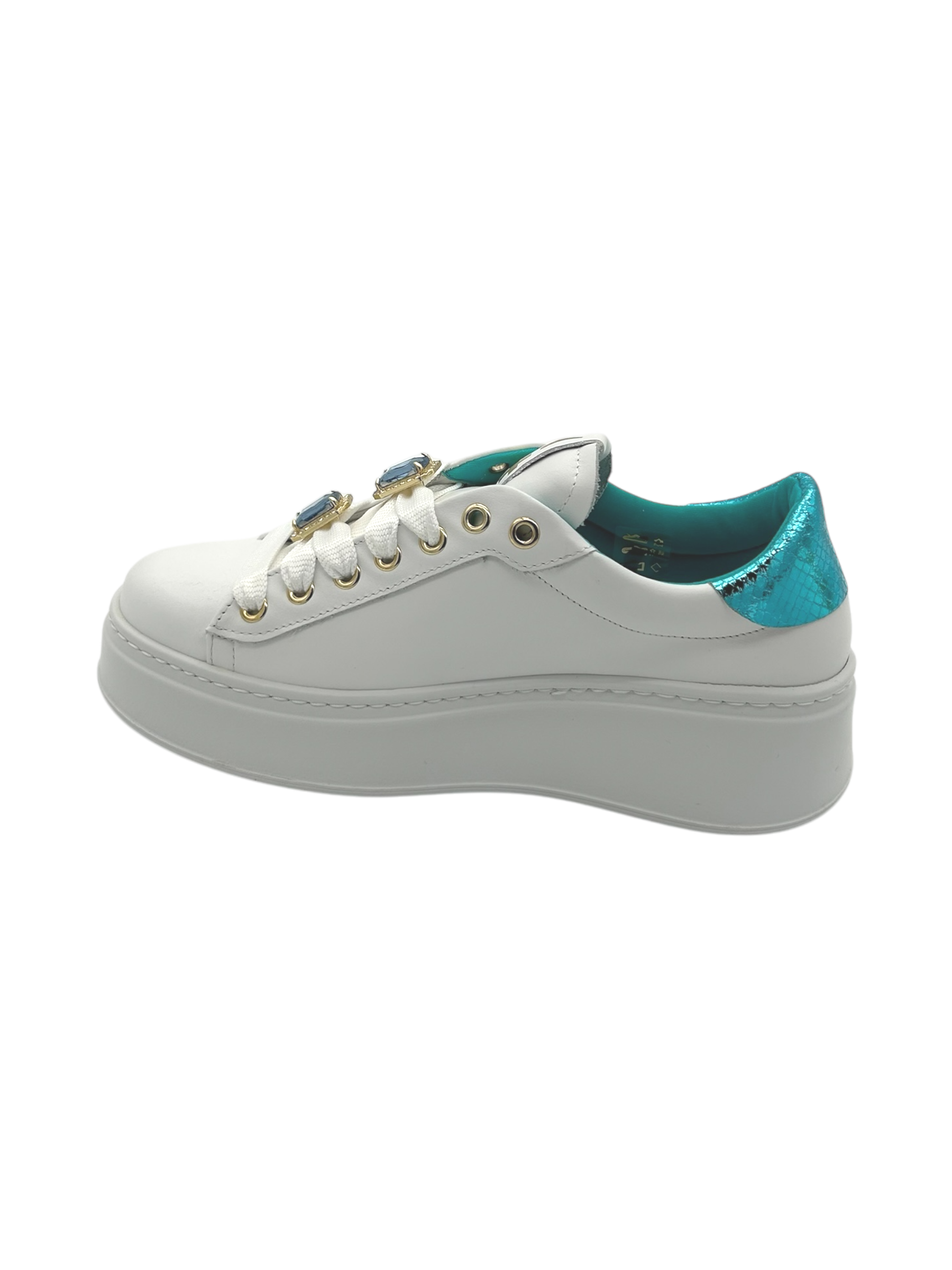 Sneakers pelle donna GIO+ Combi White Tarta Azzurro - PIA252 A -
