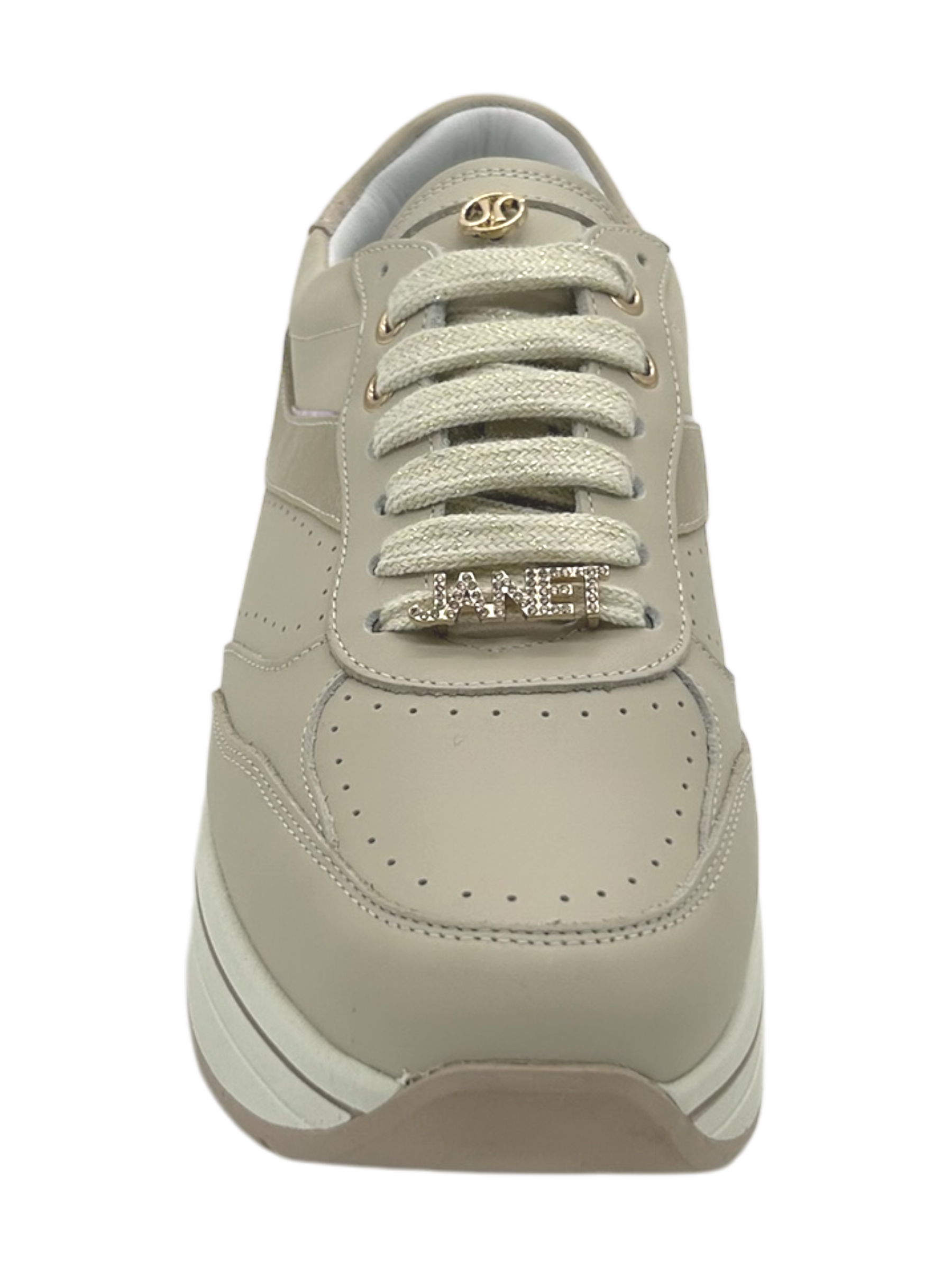 Sneakers pelle donna Janet & Janet Beige-Platino - Venezia 020 -