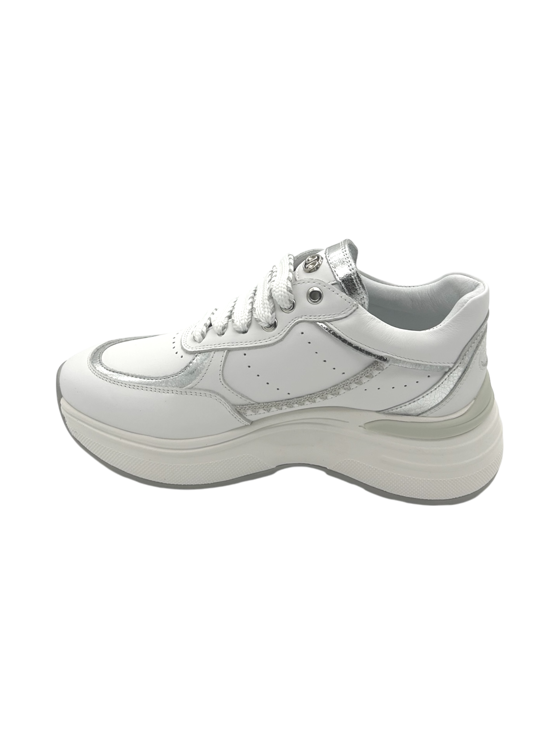 Sneakers pelle donna Janet & Janet White-Silver - Firenze 060 -