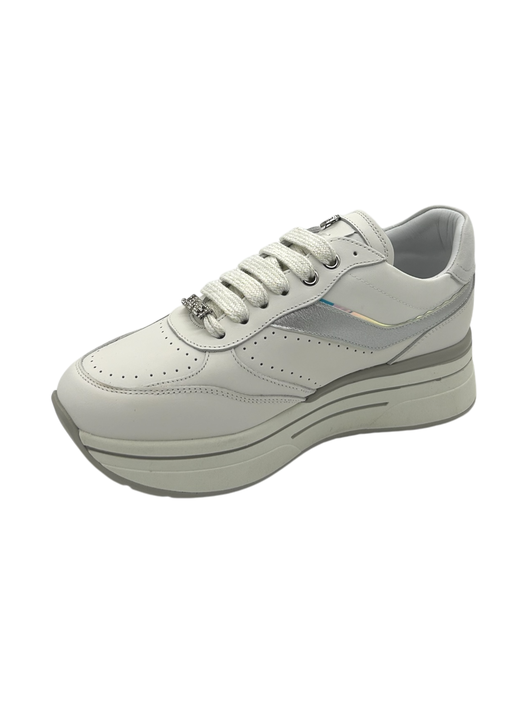 Sneakers pelle donna Janet & Janet White-Silver - Venezia 020 -