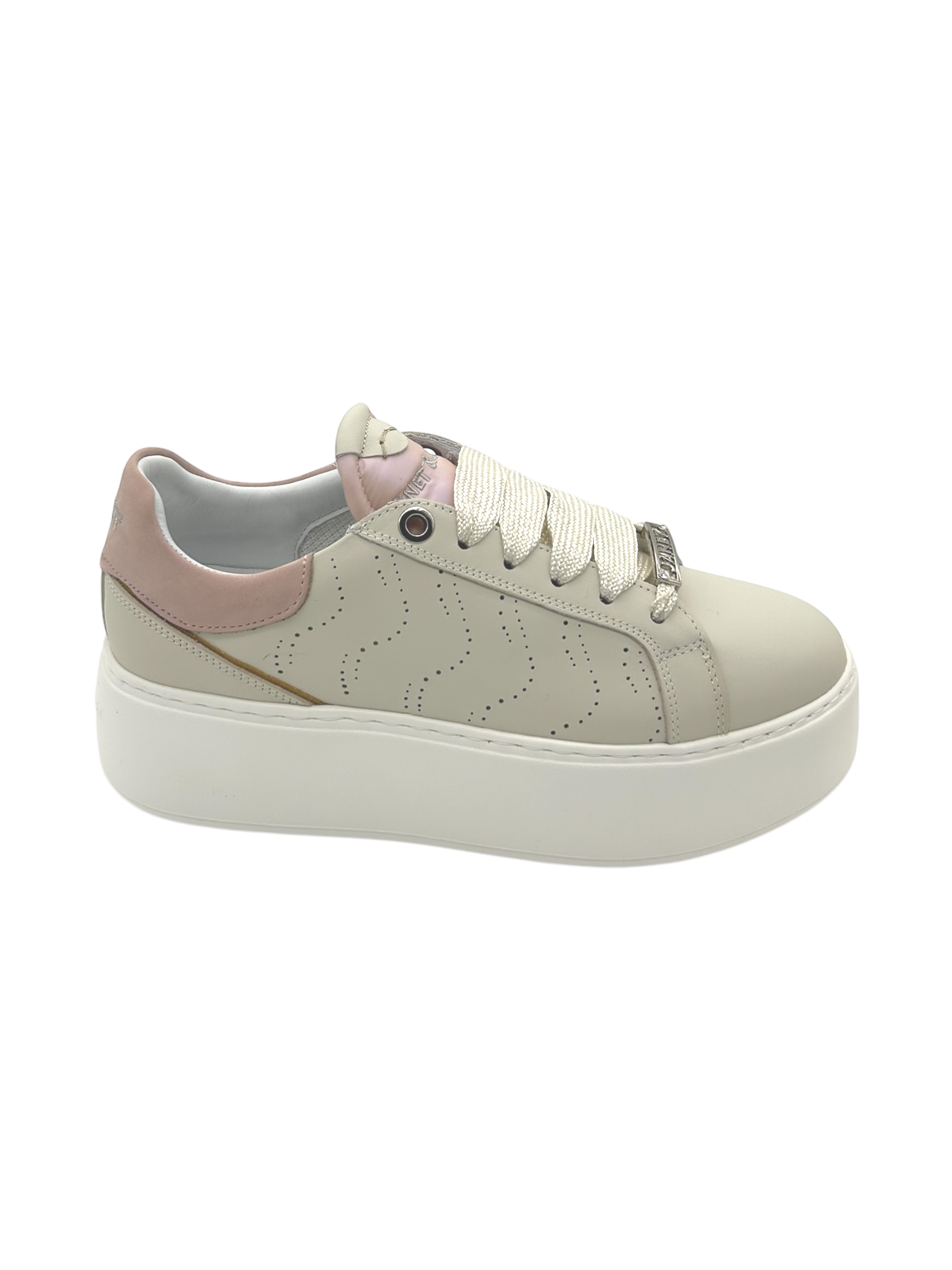 Sneakers pelle donna Janet & Janet White milk-Pink - Milano 001 -