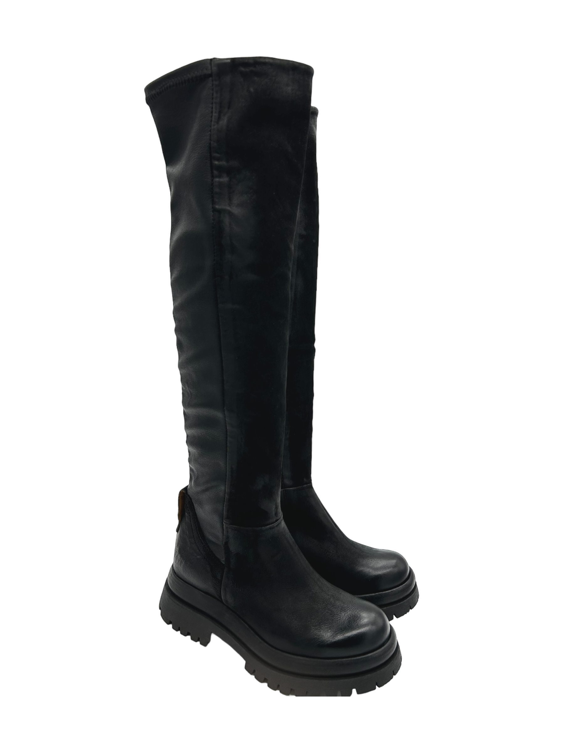 Stivale pelle donna Black AS98 - B51320 -