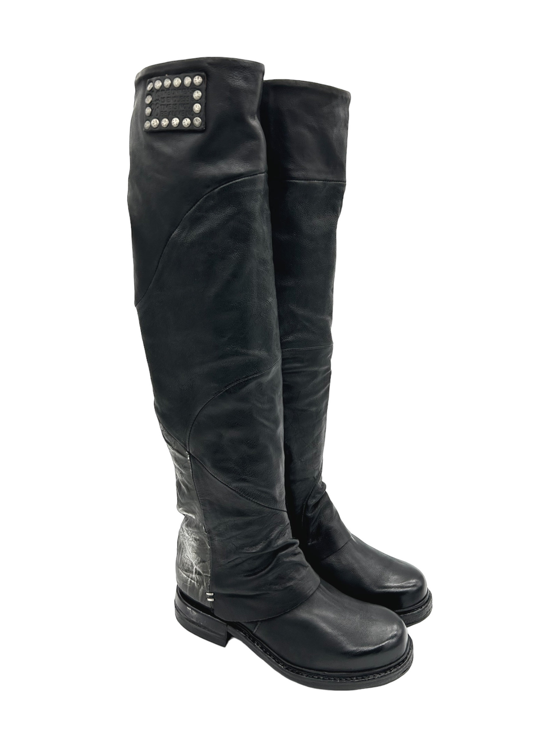 Stivale pelle donna Black AS98 - B80310 -