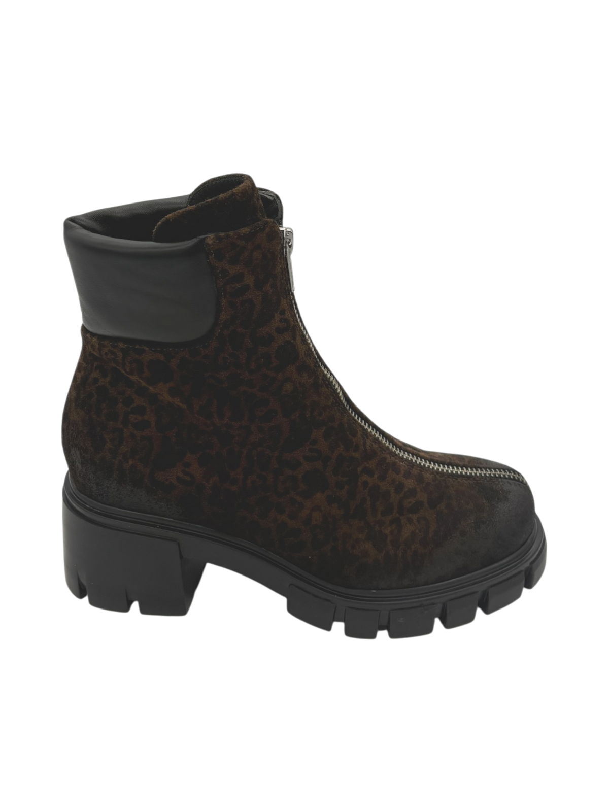 Stivaletto donna Fru.it 1000 in pelle leopardata testa moro